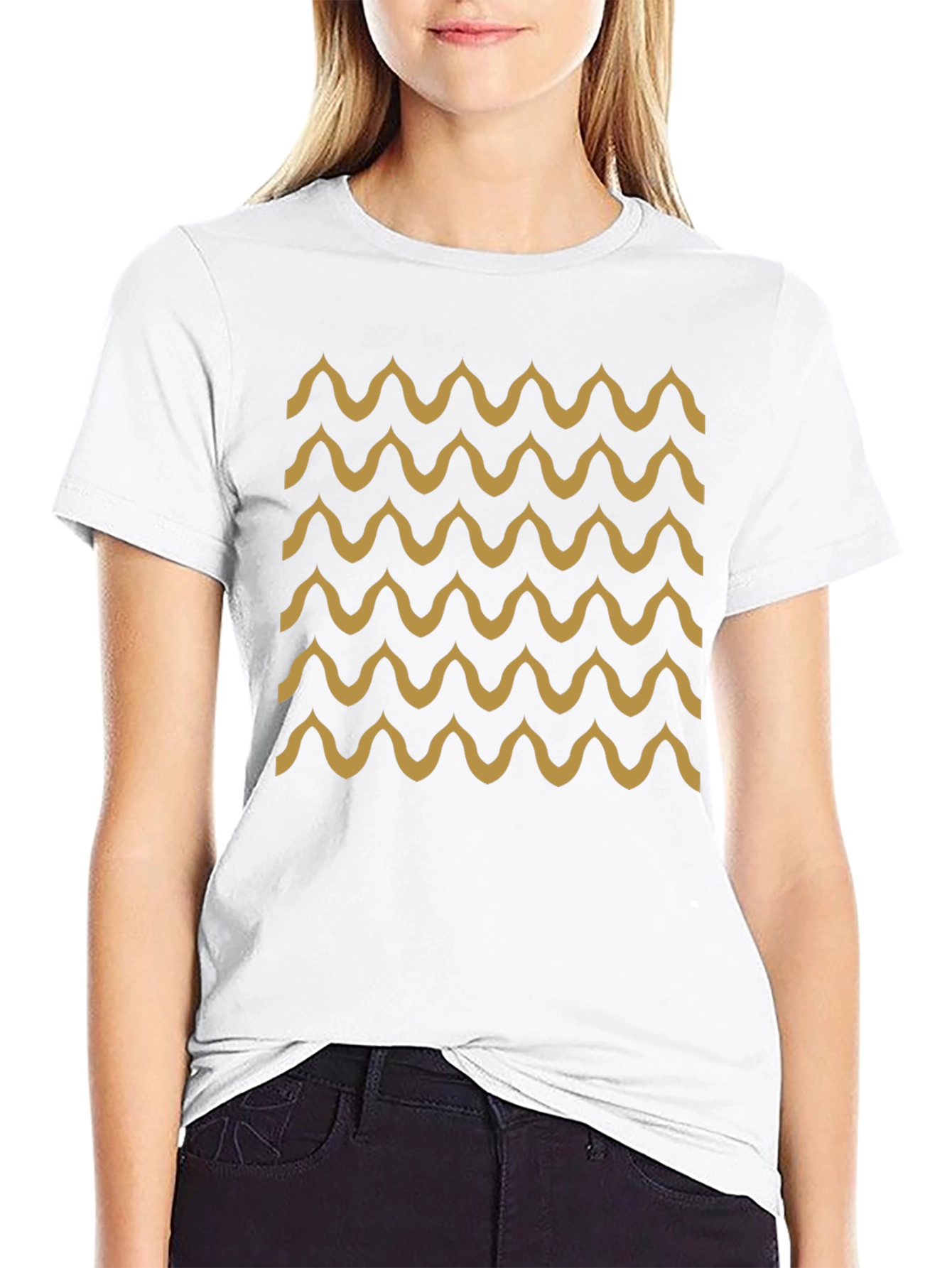 Black Black Wave Pattern T-Shirt - Stylish & Unique view 9