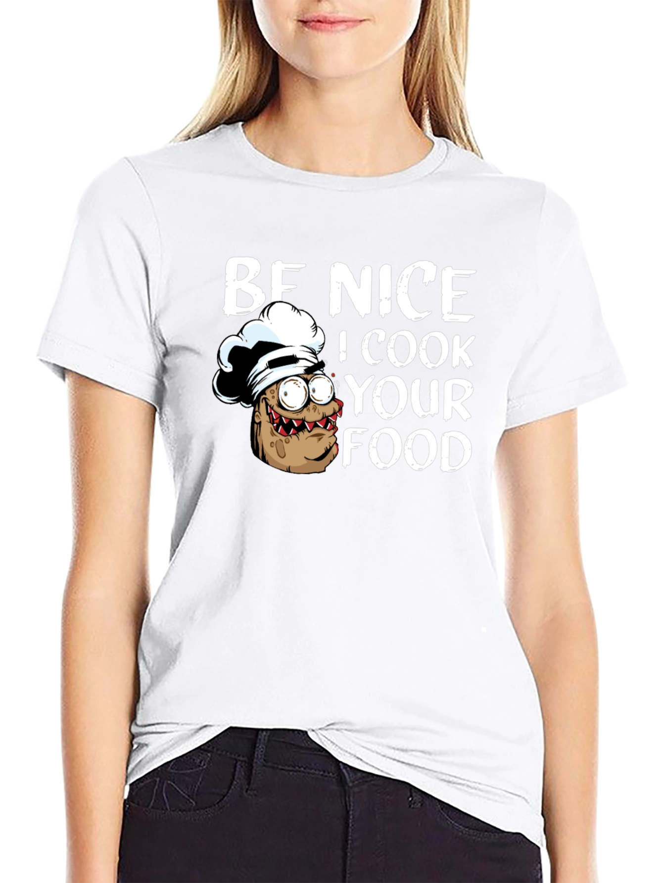 Black Be Nice I Cook Your Food Funny Chef T-Shirt view 9
