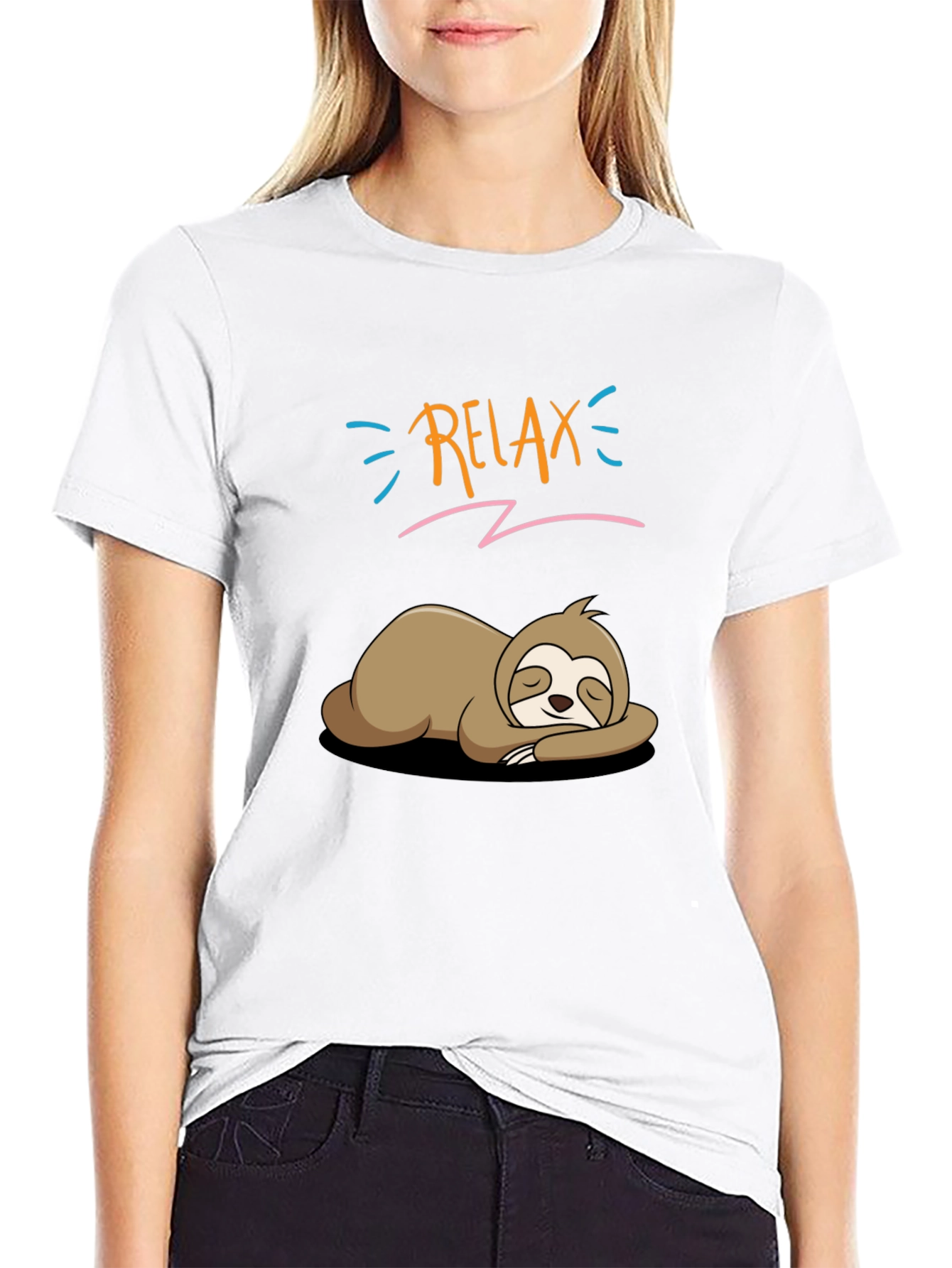 Black Relax Sloth T-Shirt - Funny Lazy Animal Tee view 9