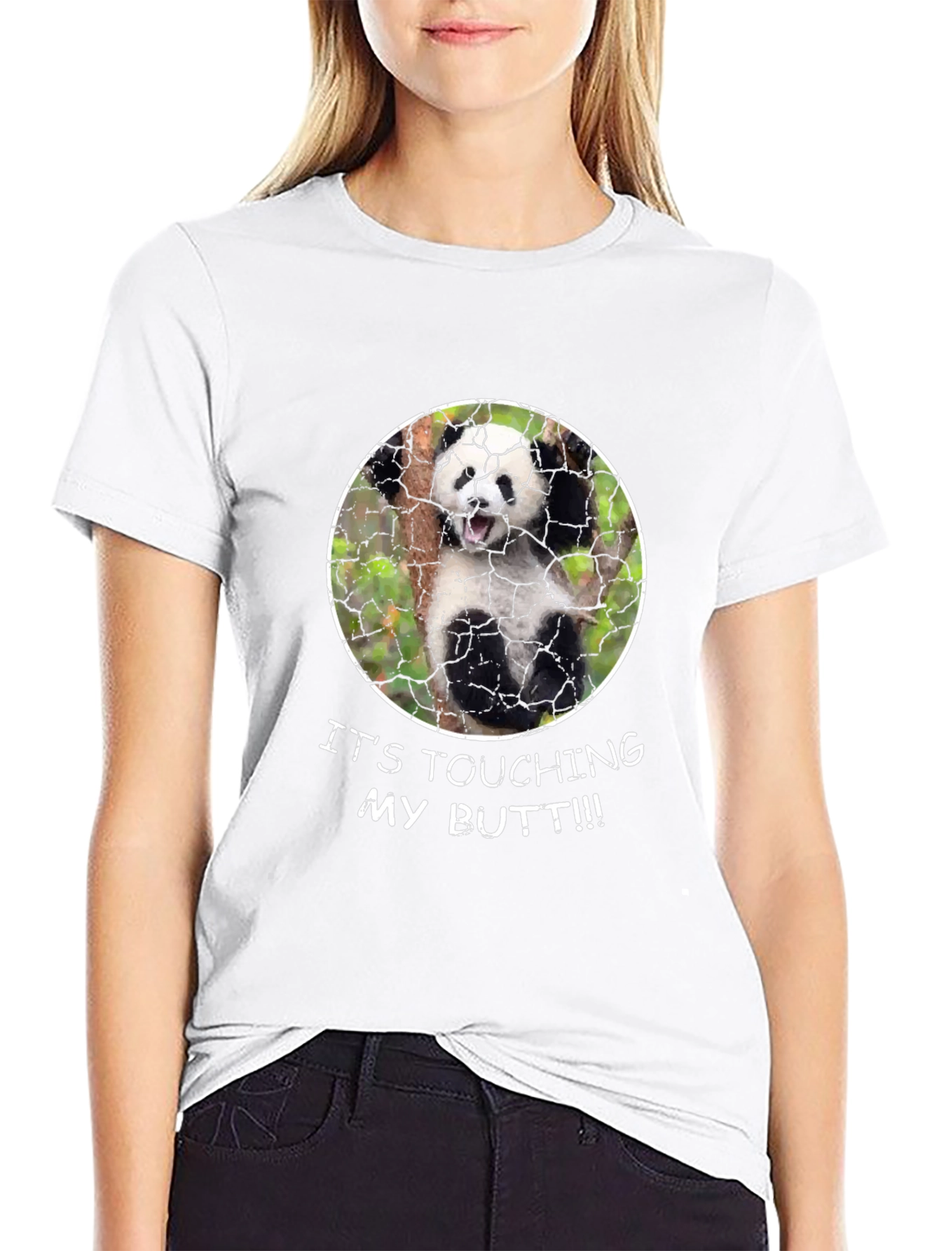 Black Panda 'Touching My Butt' Graphic Tee - Novelty Humor Shirt view 9