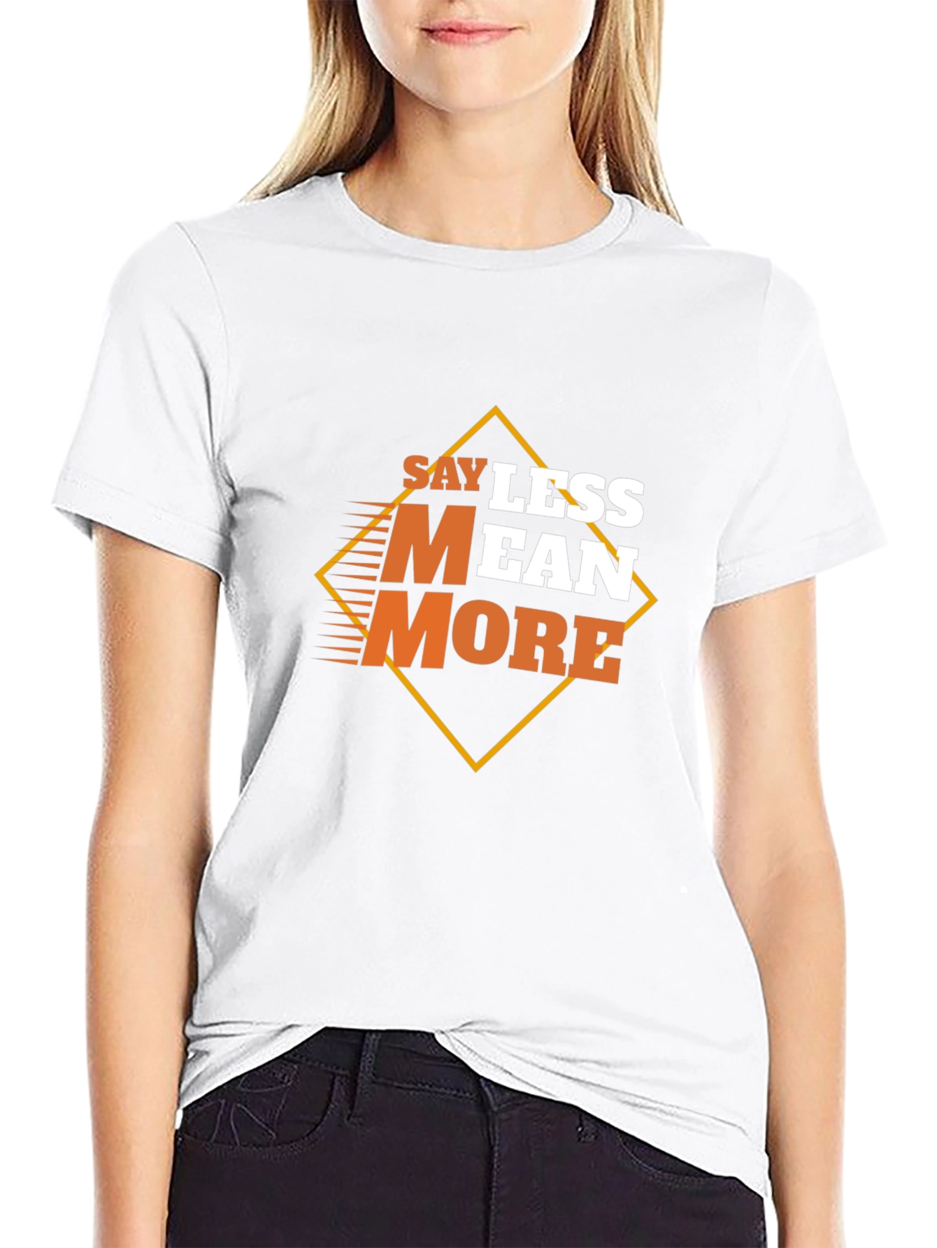 Black Say Less Mean More Graphic Black T-Shirt view 9