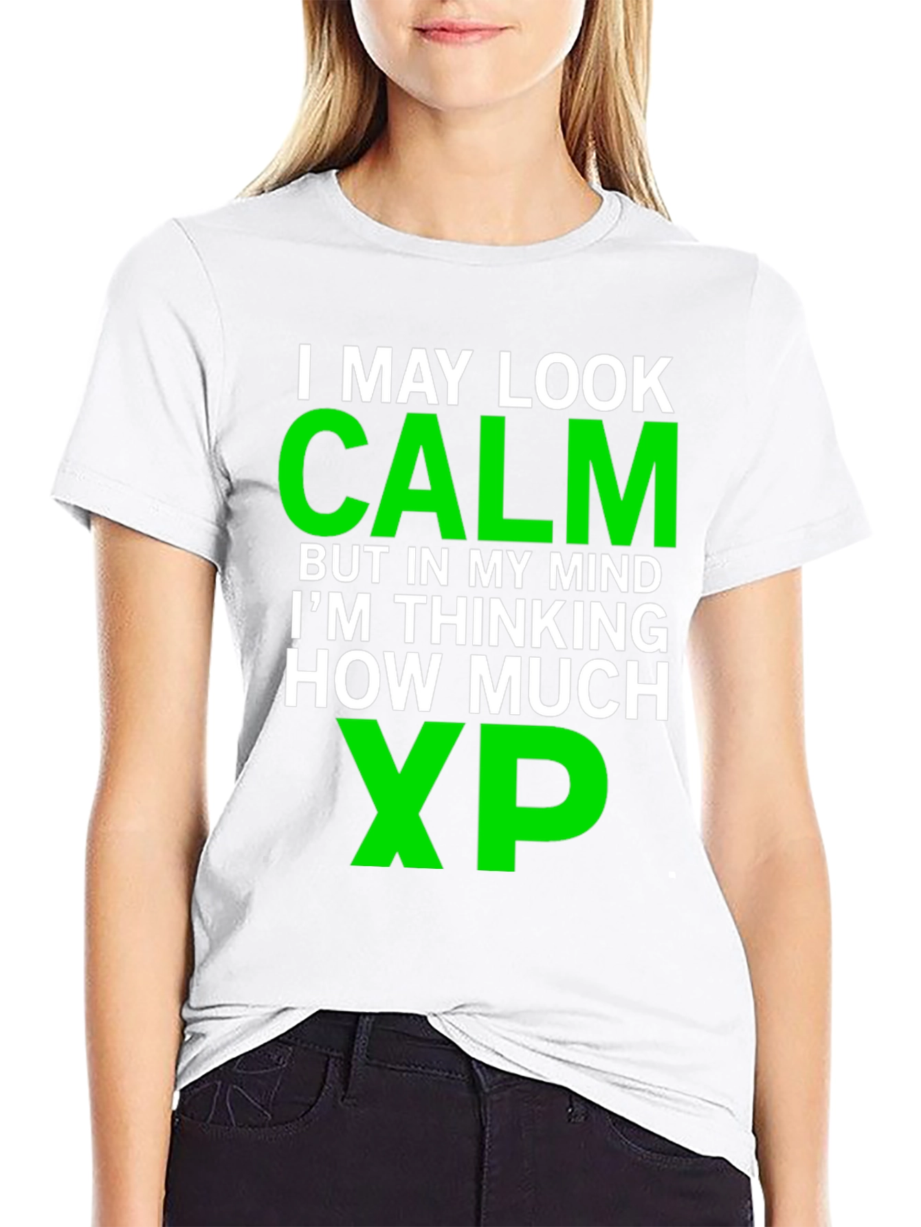 Black Calm Gamer T-Shirt - Thinking About XP! view 9