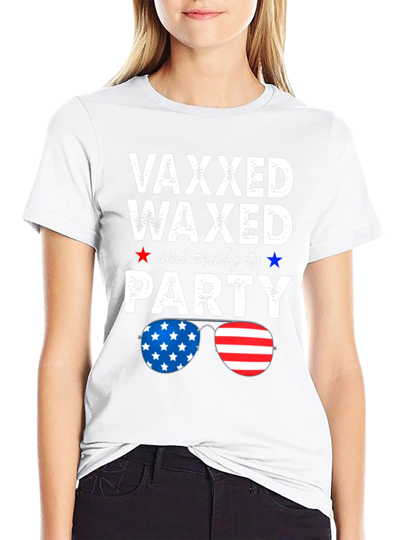 Black Vaxxed Waxed & Ready to Party Patriotic Tee view 9