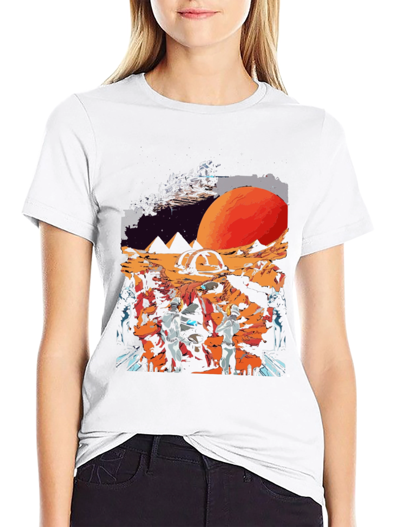 Black Sci-Fi Planet Graphic T-Shirt view 9