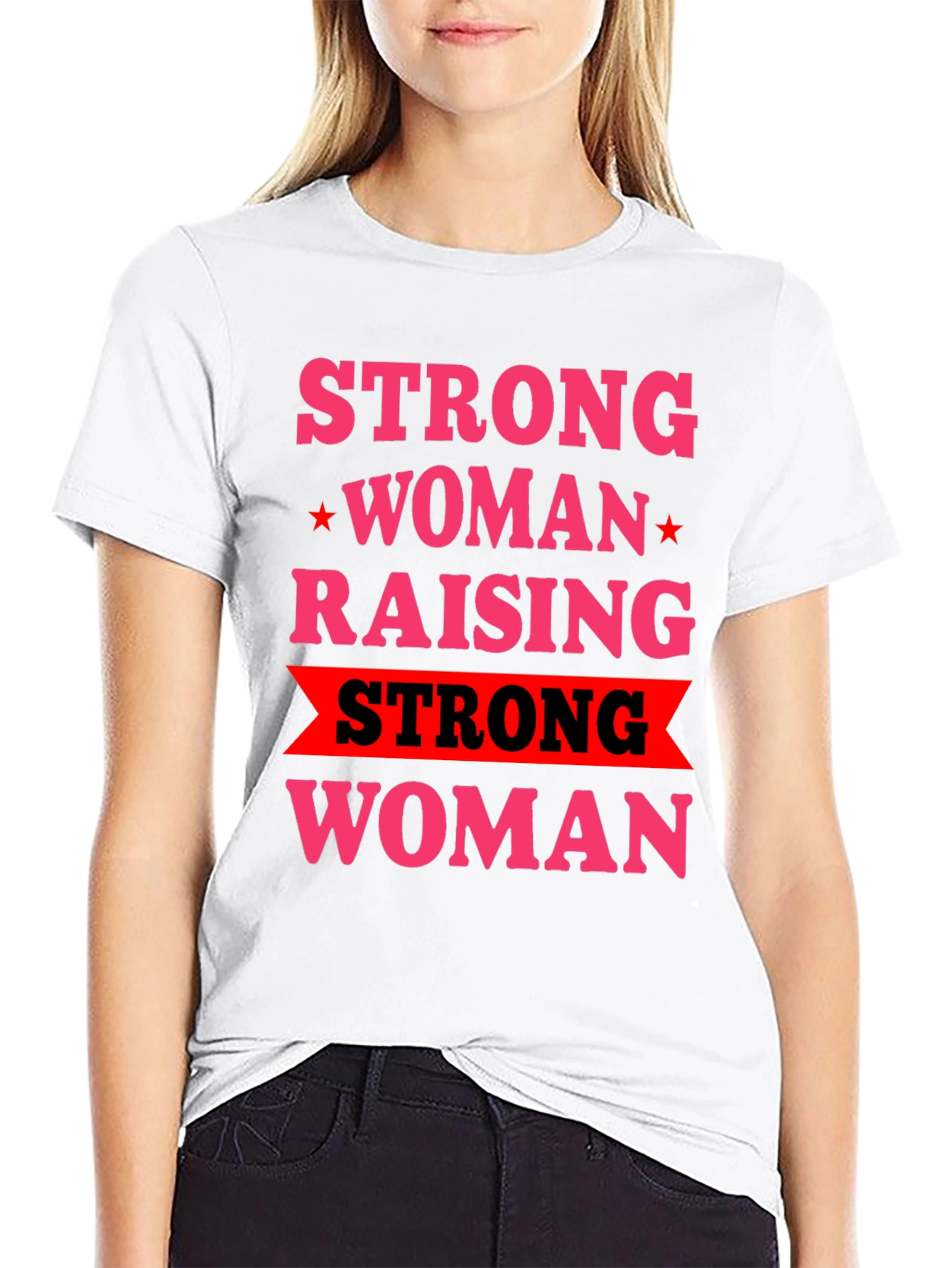 Black Strong Woman Raising Strong Woman Graphic Tee view 9