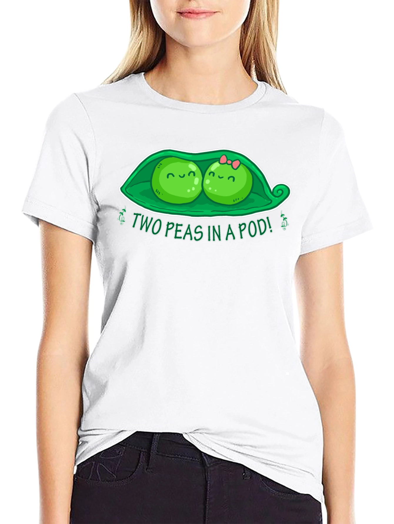 Black Two Peas in a Pod T-Shirt - Cute Graphic Tee view 9
