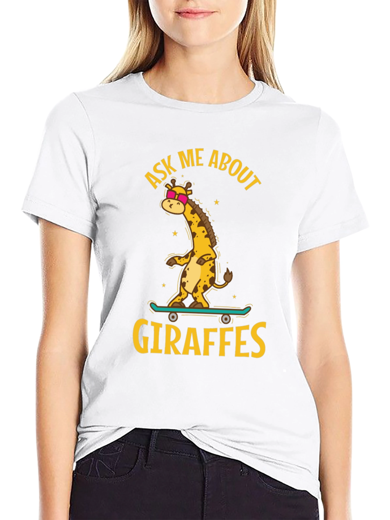 Black Cool Giraffe Skateboard T-Shirt view 9