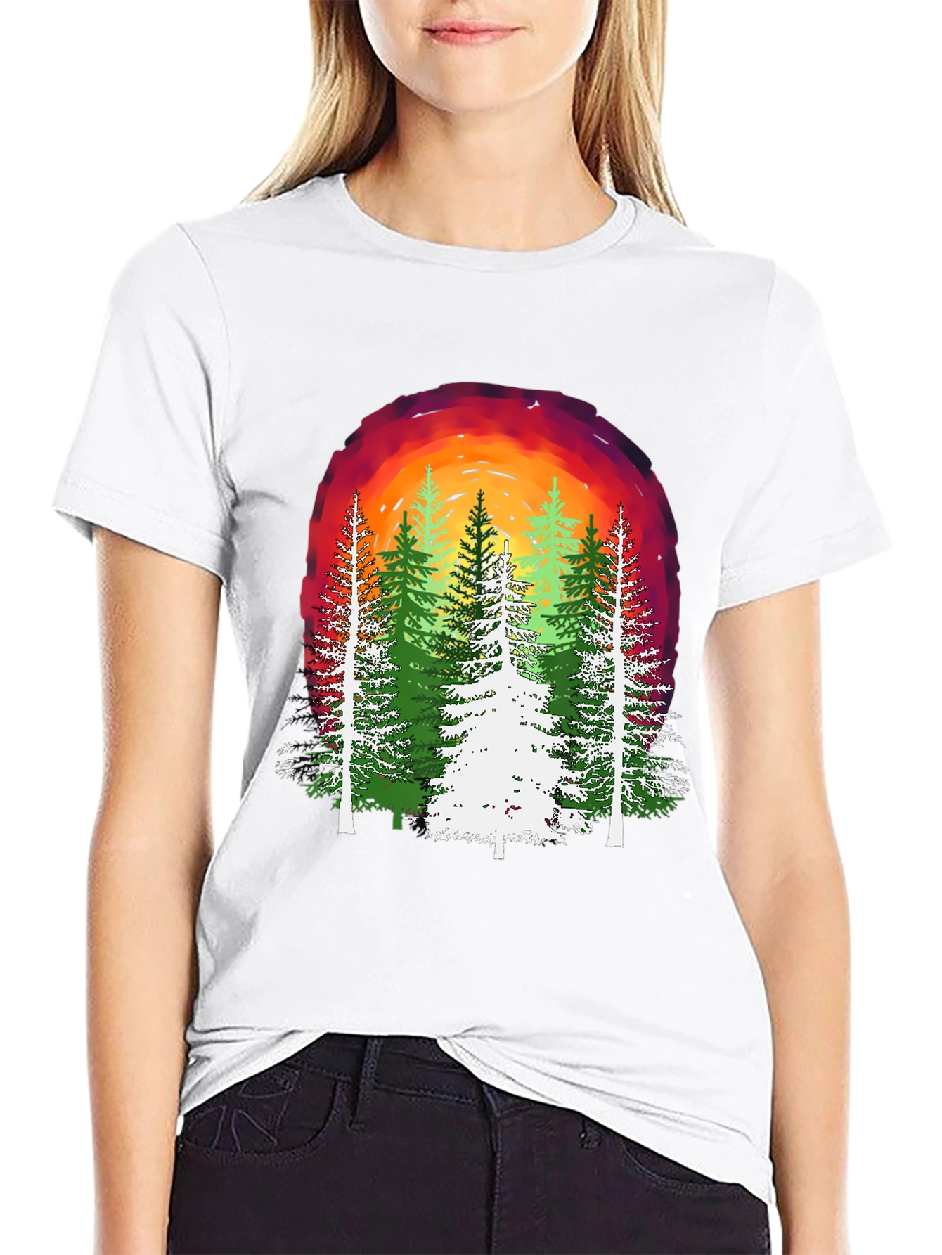 Black Nature Sunset Graphic T-Shirt view 9