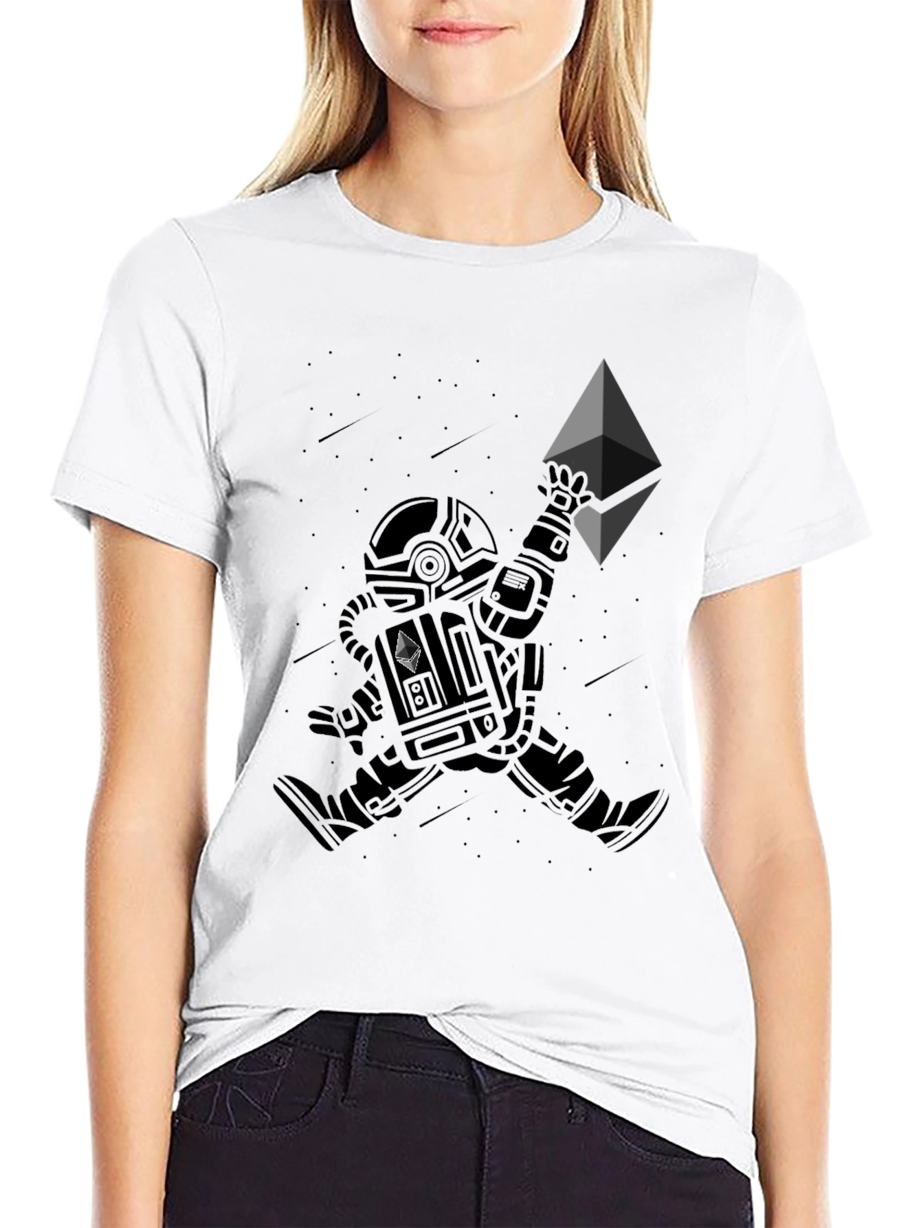 Black Astronaut Ethereum Crypto Black T-Shirt view 9