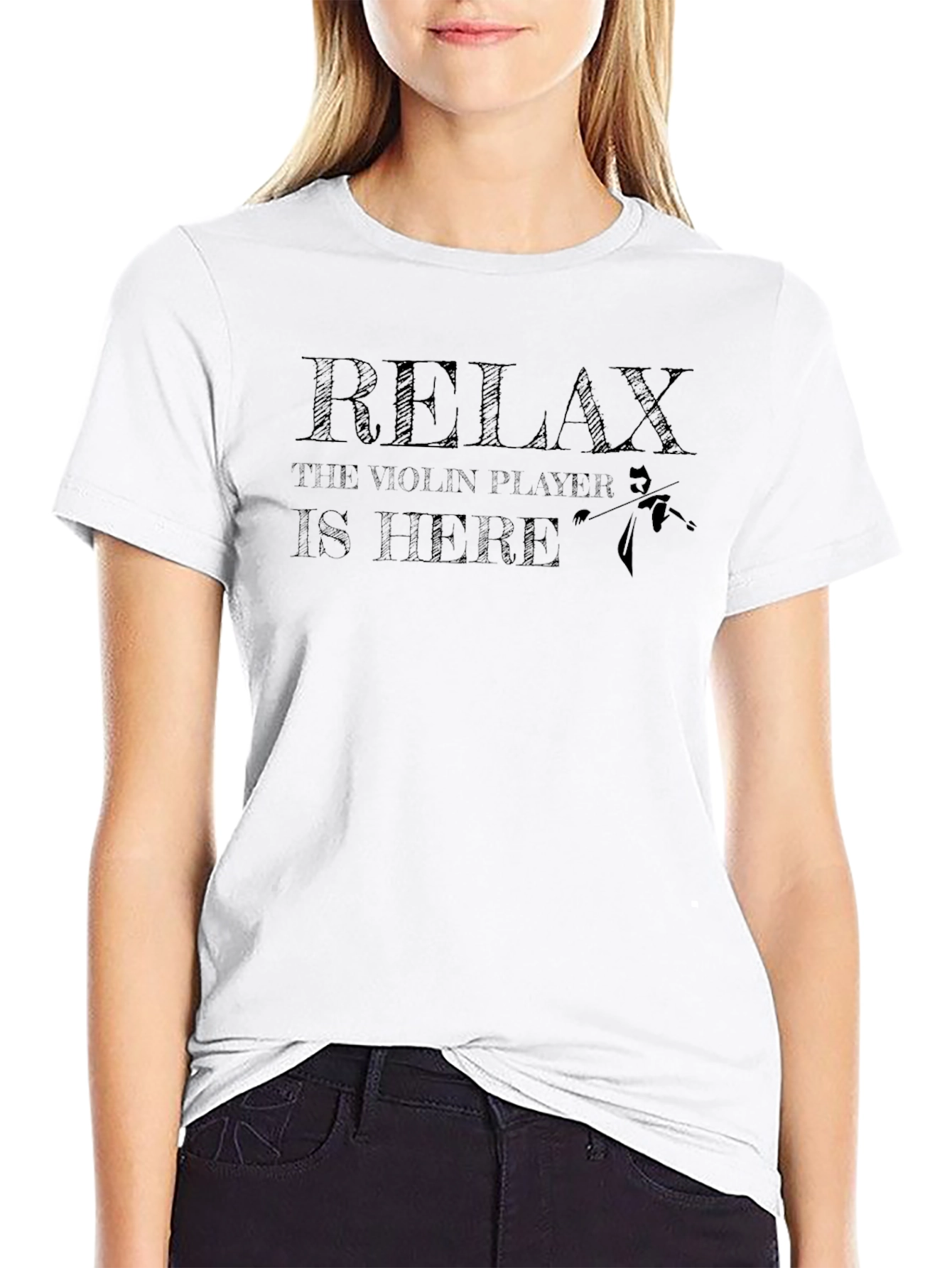 Black Relax Violin Player T-Shirt - Musician Humor Tee view 9