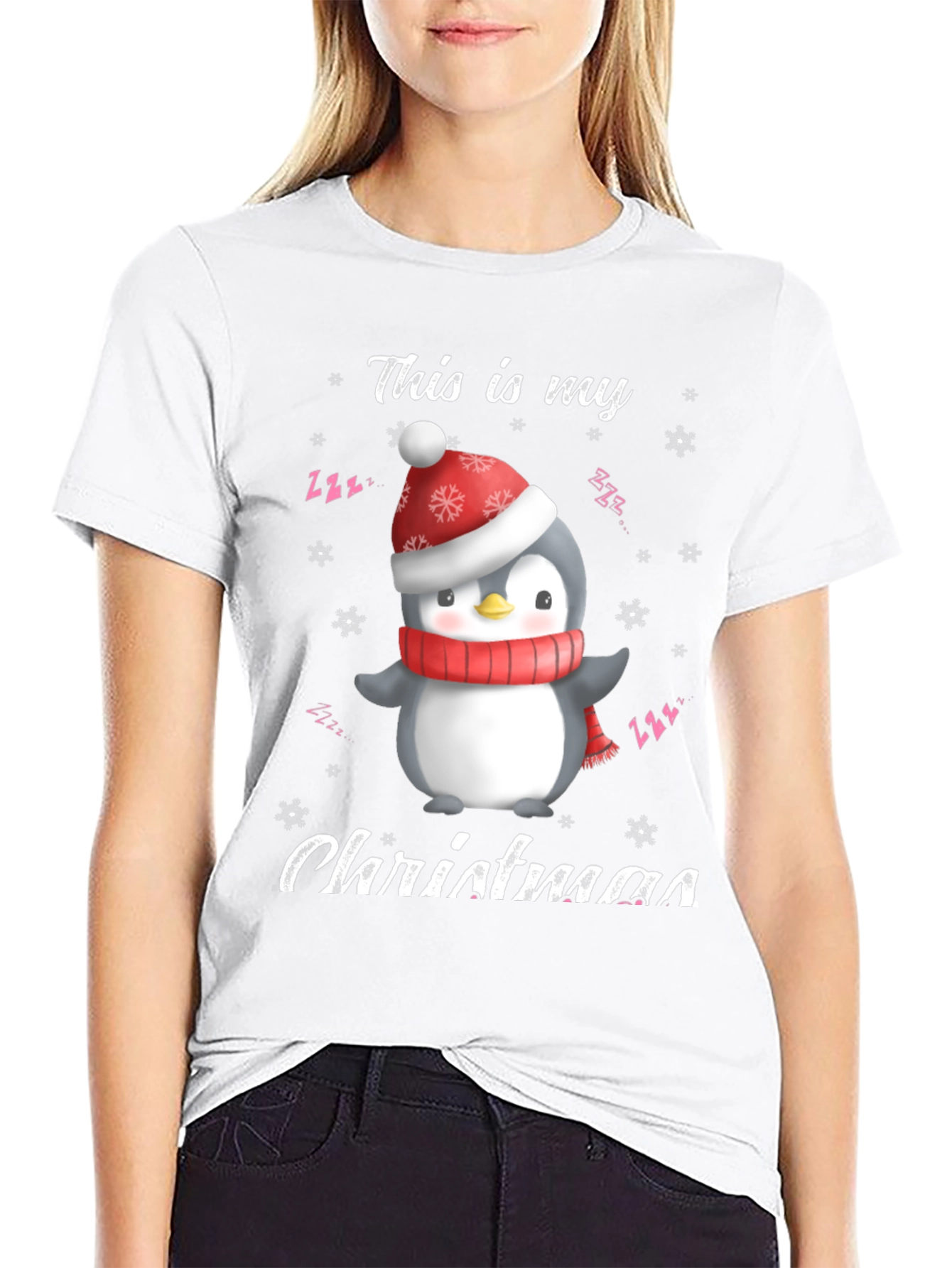 Black Christmas Penguin T-Shirt view 9