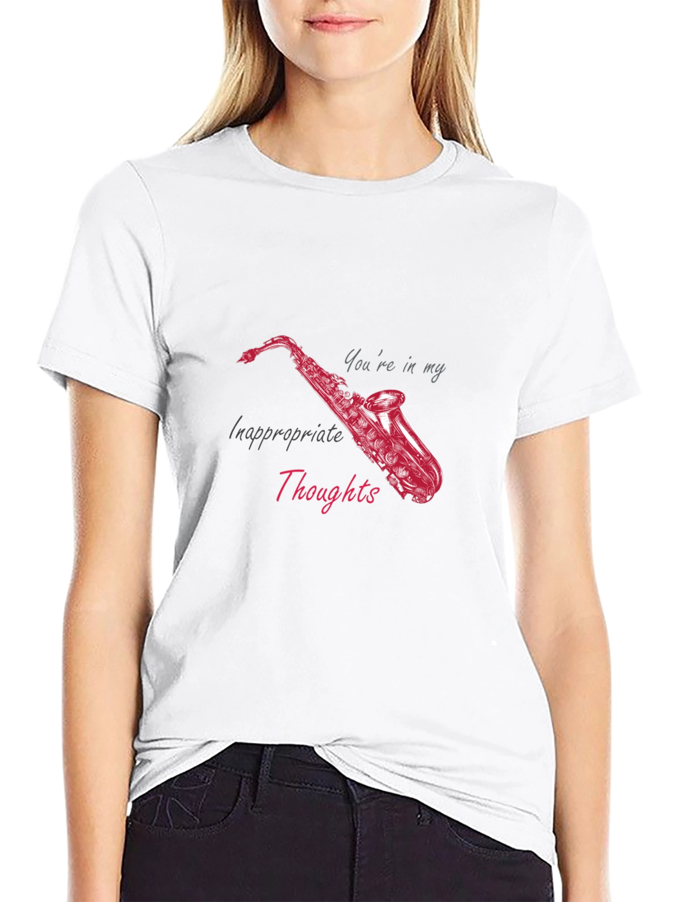 Black Inappropriate Thoughts Saxophone Graphic Tee view 9