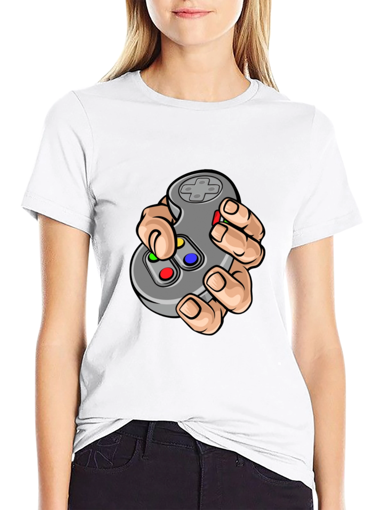 Black Gamer T-Shirt - Cartoon Controller Graphic Tee view 9
