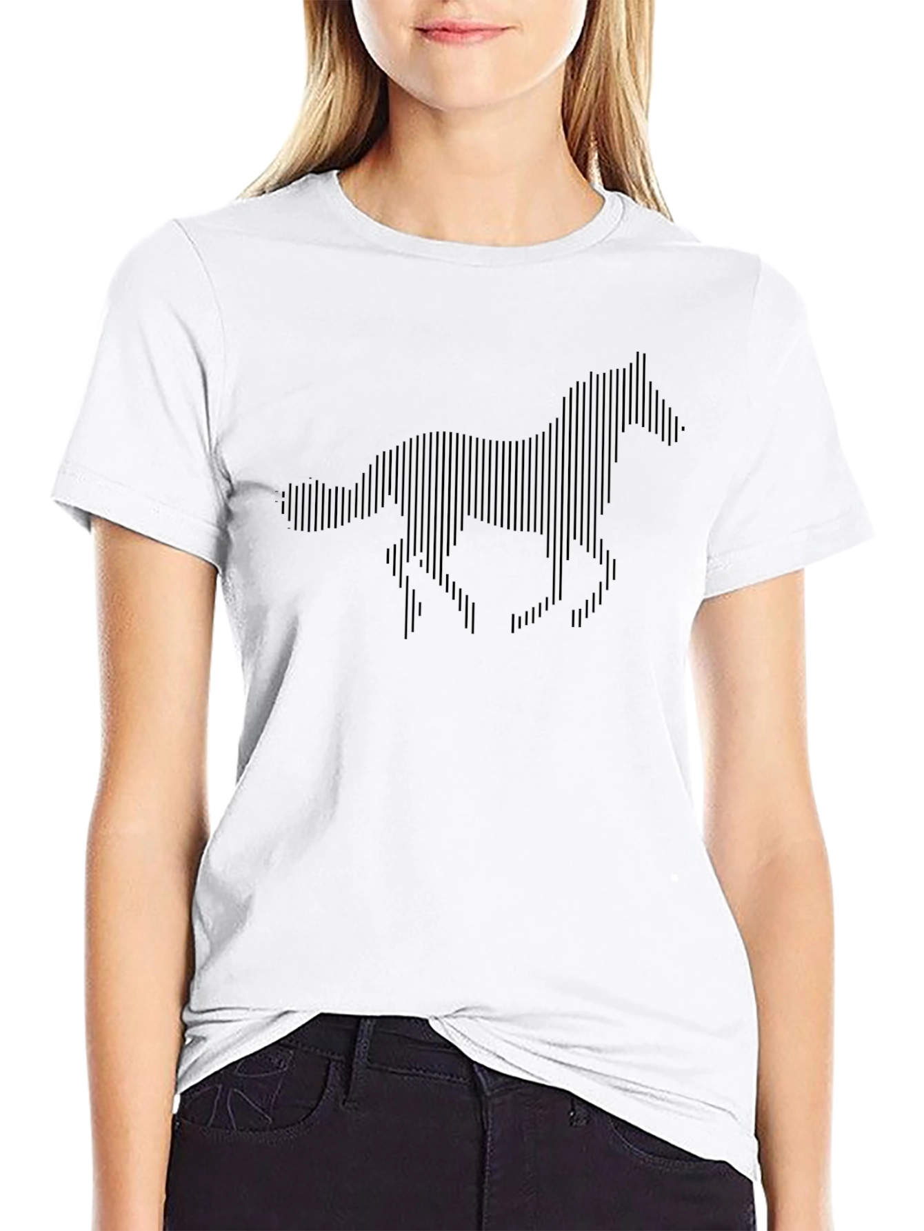 Black Black Horse Silhouette T-Shirt - Modern Graphic Tee view 9