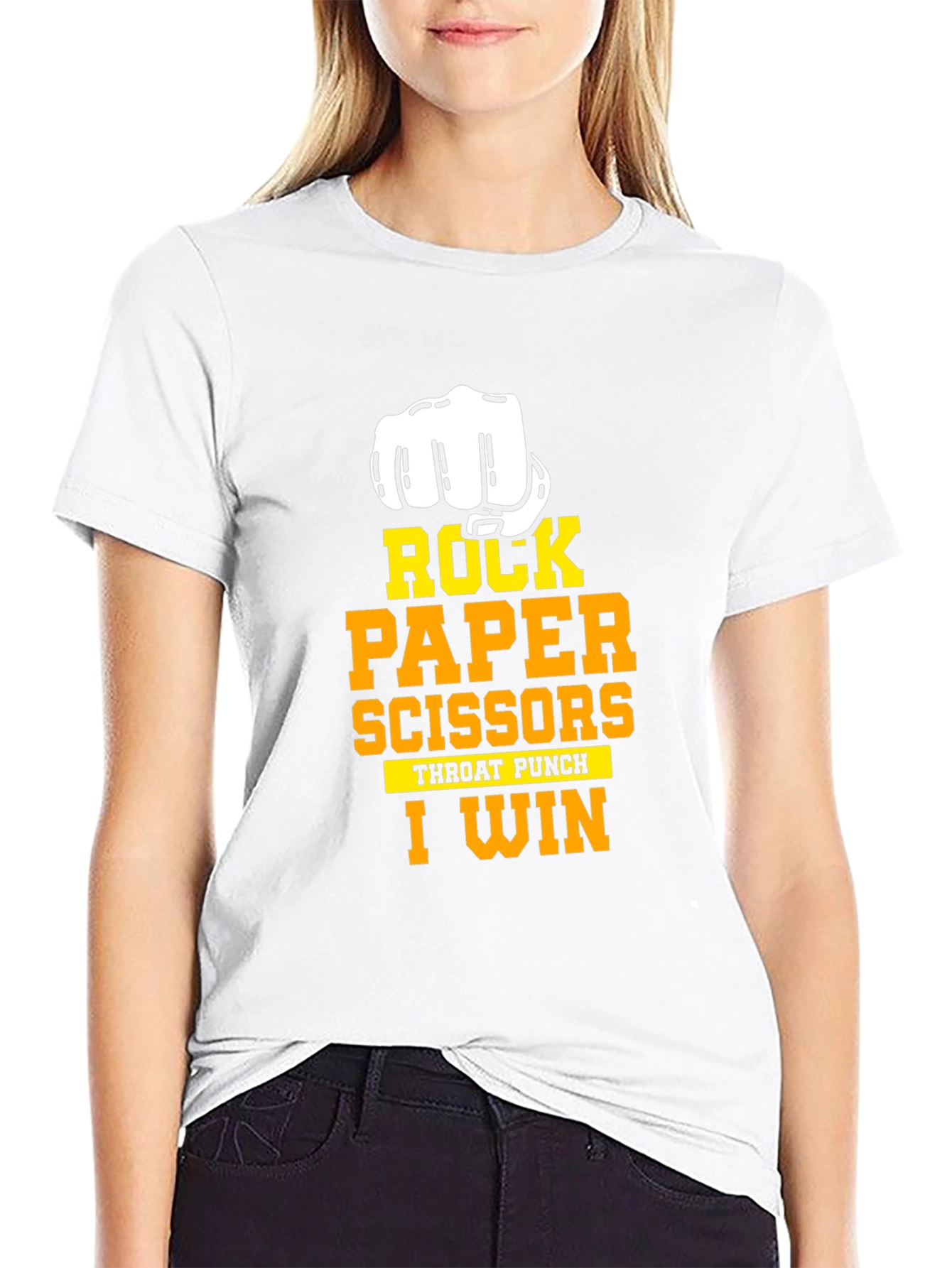 Black Rock Paper Scissors I Win Black T-Shirt view 9