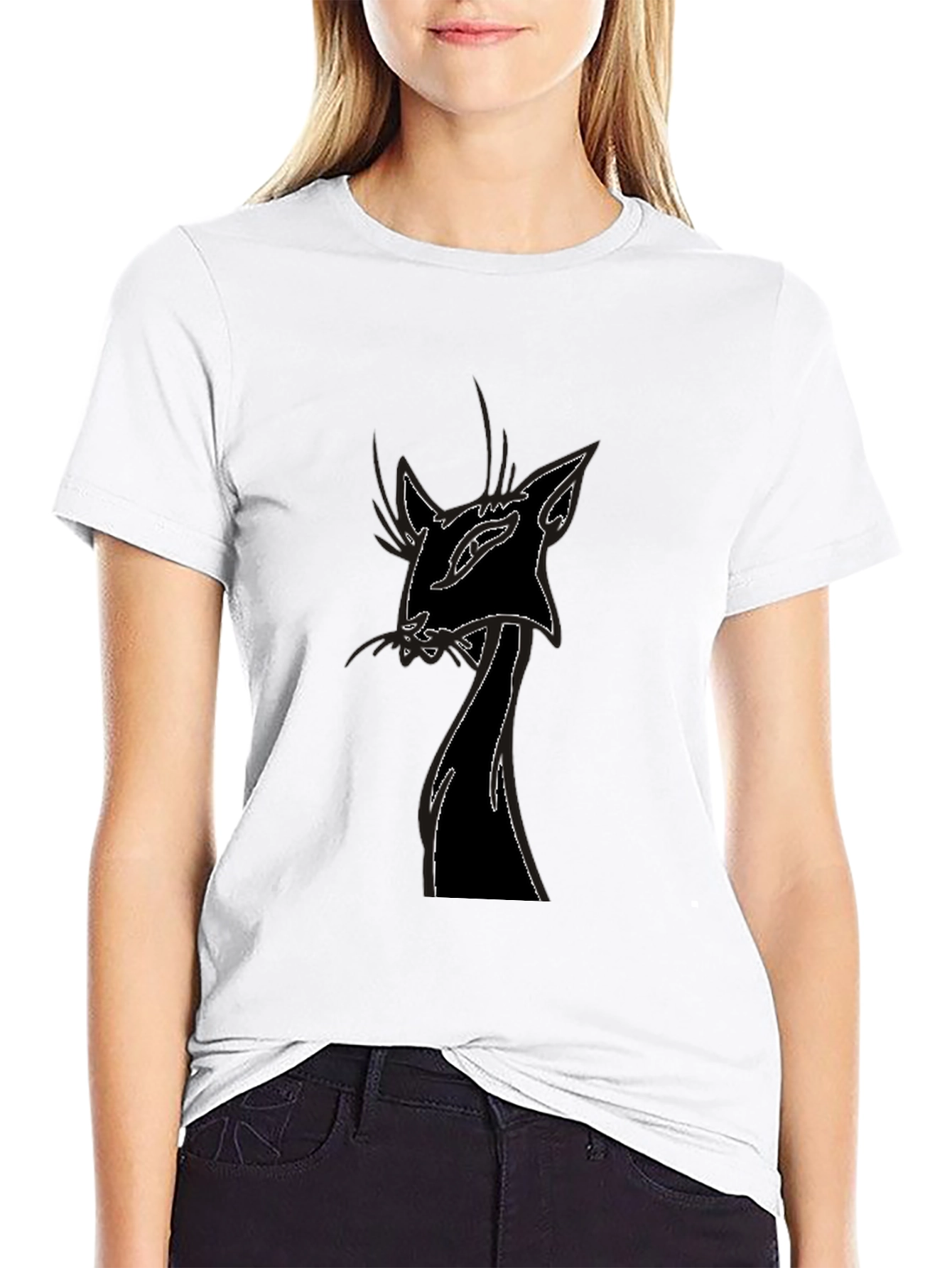 Black Men's Black Cat Graphic T-Shirt - Unique Design view 9