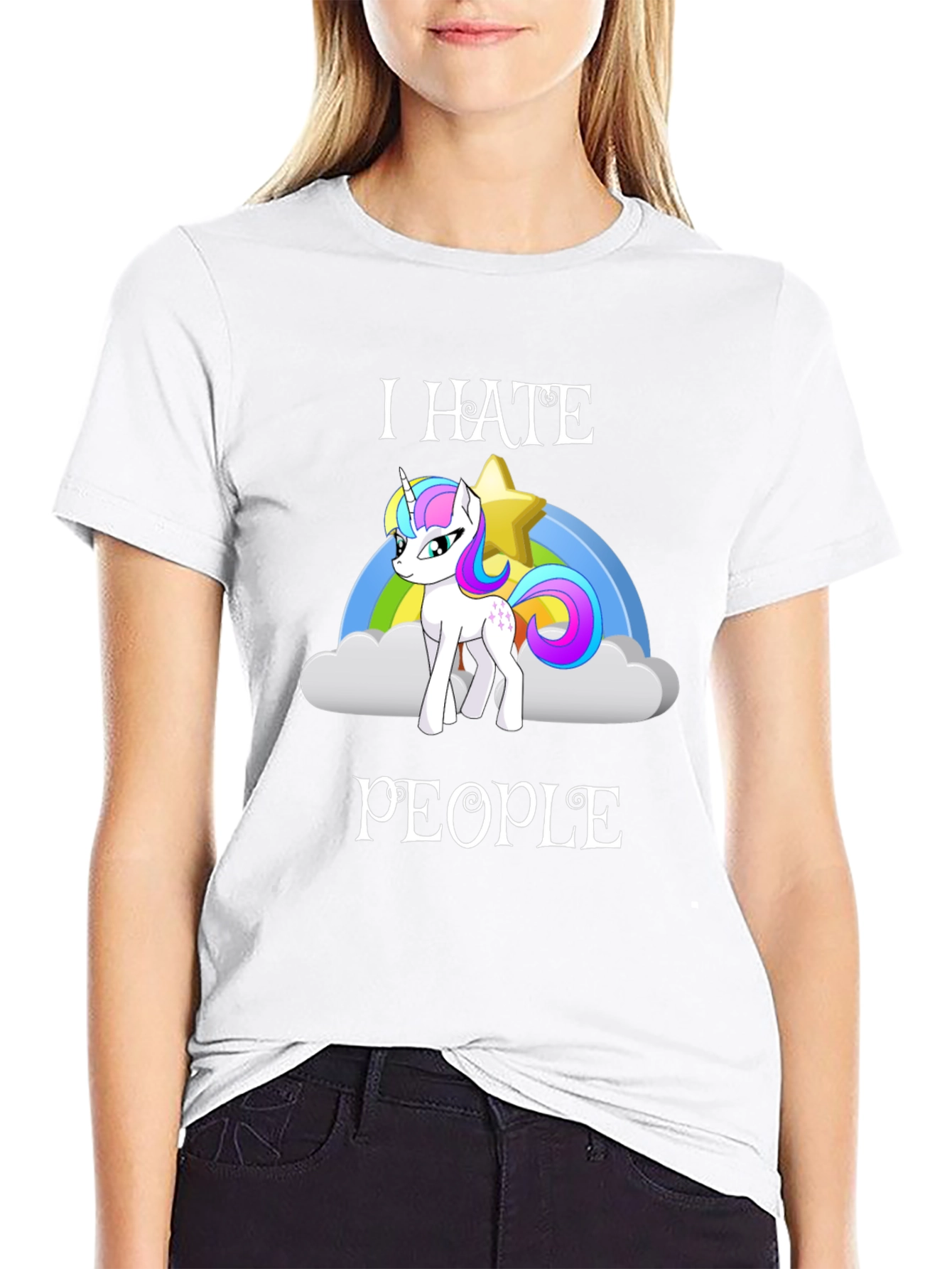 Black I Hate People Unicorn T-Shirt view 9