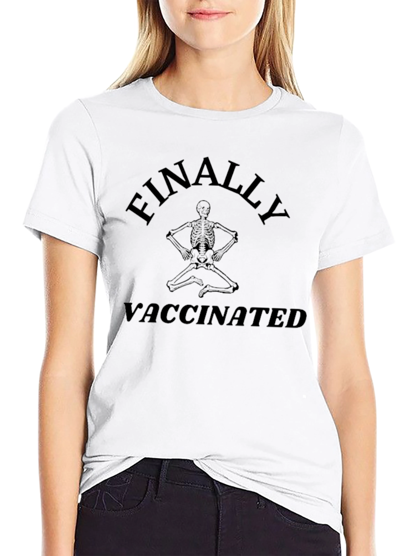 Black Finally Vaccinated Skeleton Graphic T-Shirt view 9
