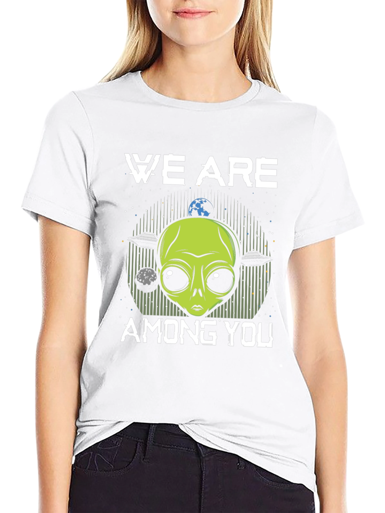 Black We Are Among You Alien Graphic T-Shirt view 9