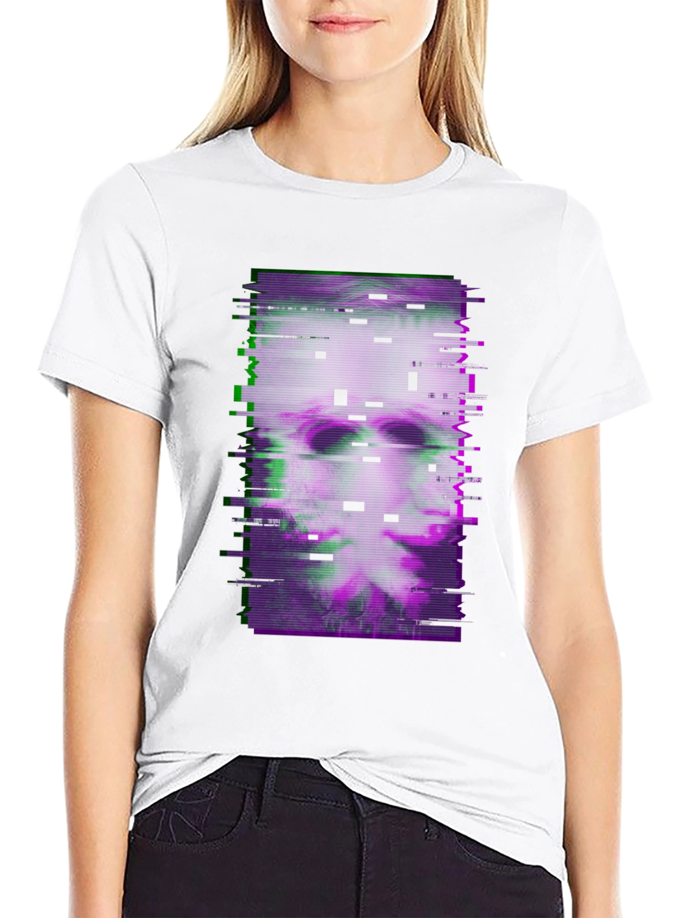 Black Glitch Art Graphic Tee - Dark Aesthetic T-Shirt view 9
