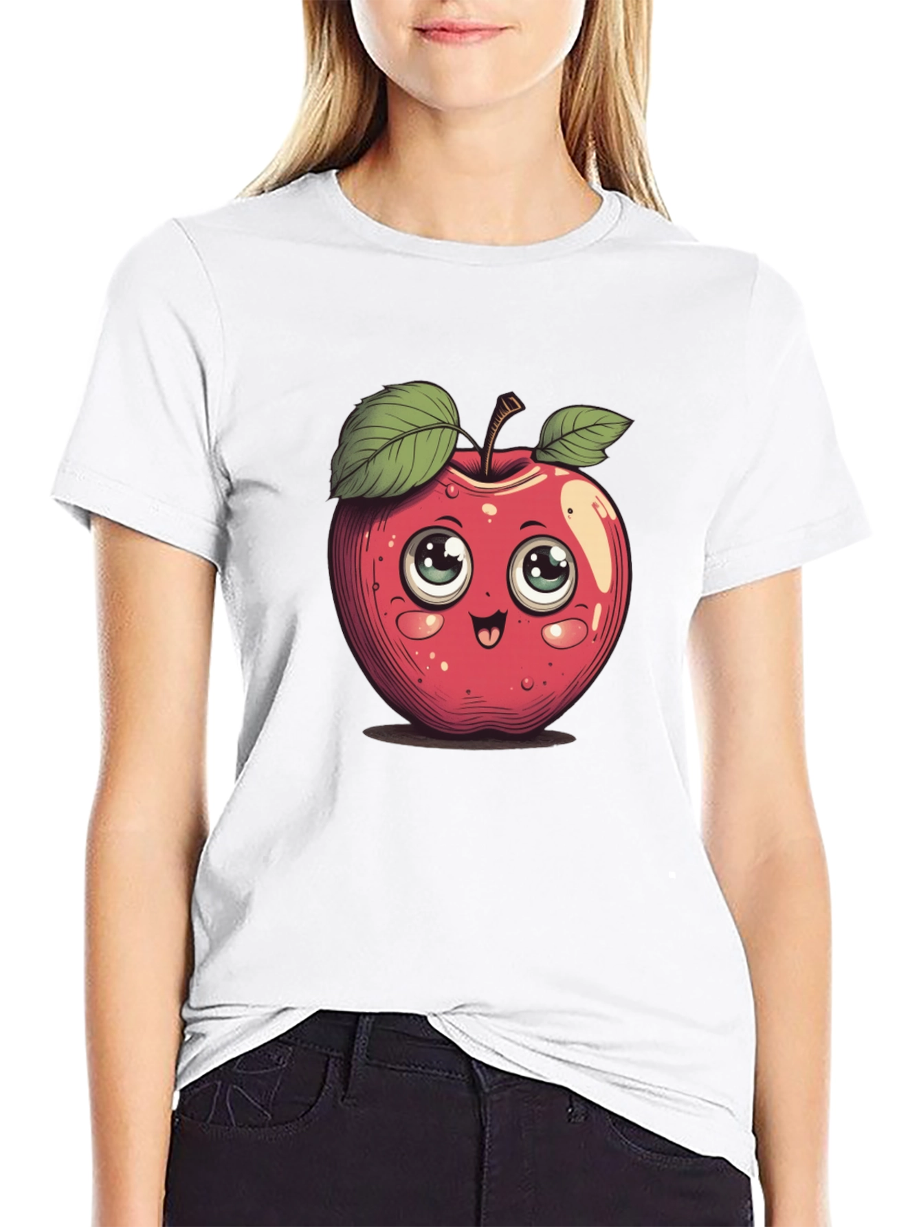 Cute Cartoon Apple Graphic Tee - 9