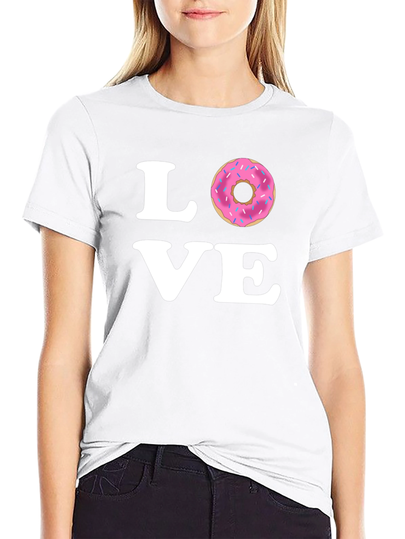 Black Love Donut Graphic Tee - Black Cotton T-Shirt view 9