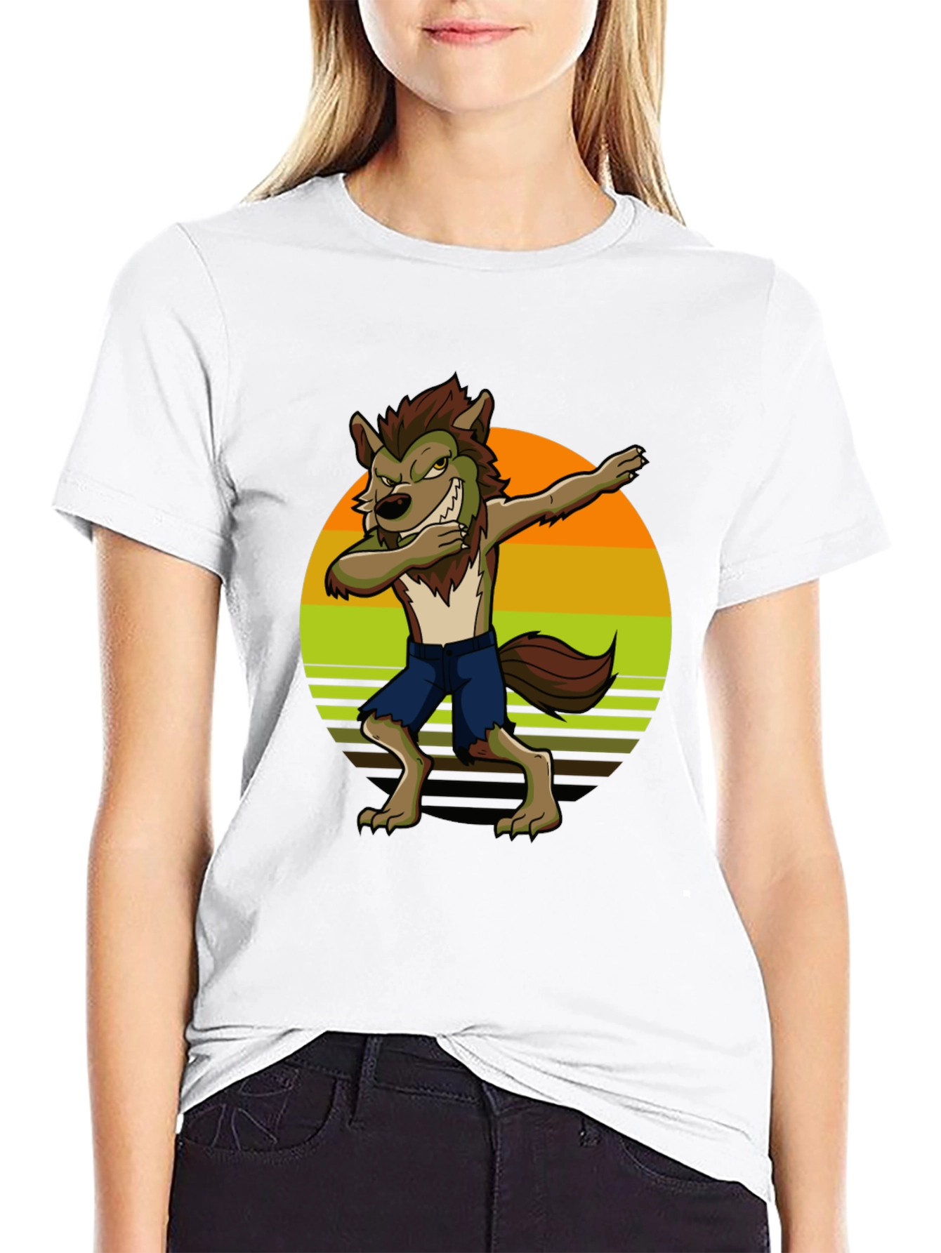 Black Dabbing Werewolf Graphic T-Shirt view 9
