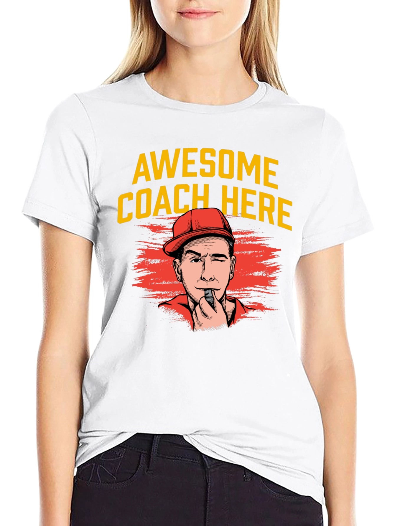 Black Awesome Coach Here T-Shirt view 9