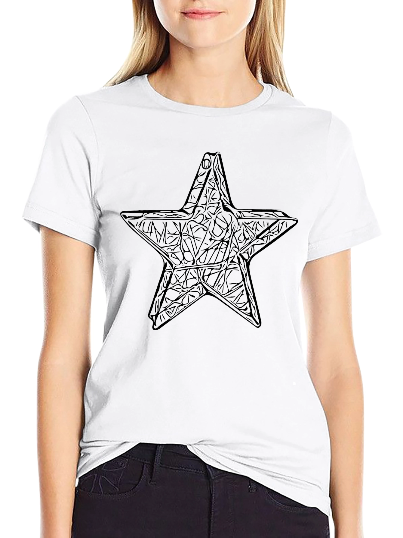Black Black Star Graphic Tee - Edgy Style view 9