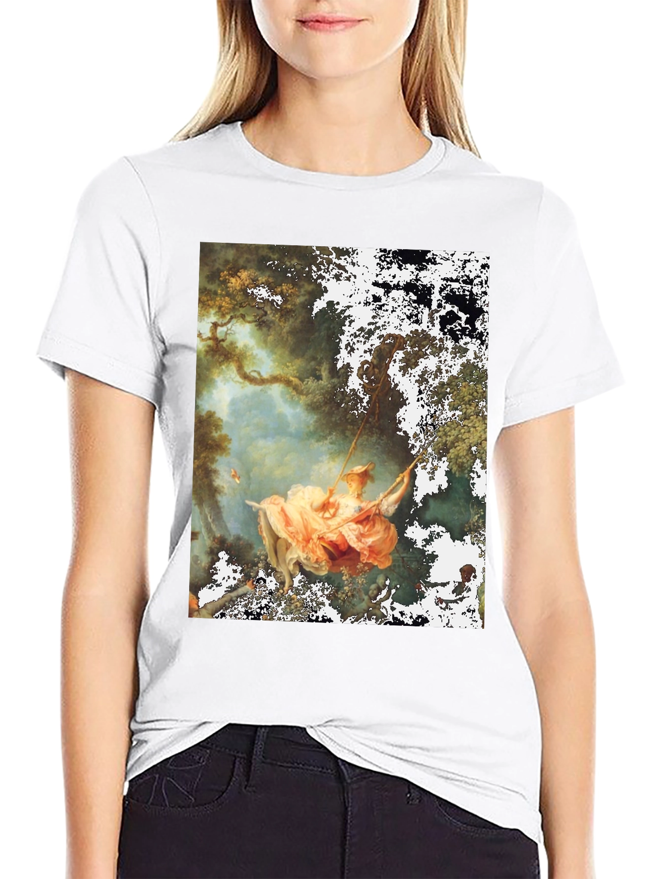 Black Artistic Men's Black T-Shirt - The Swing view 9