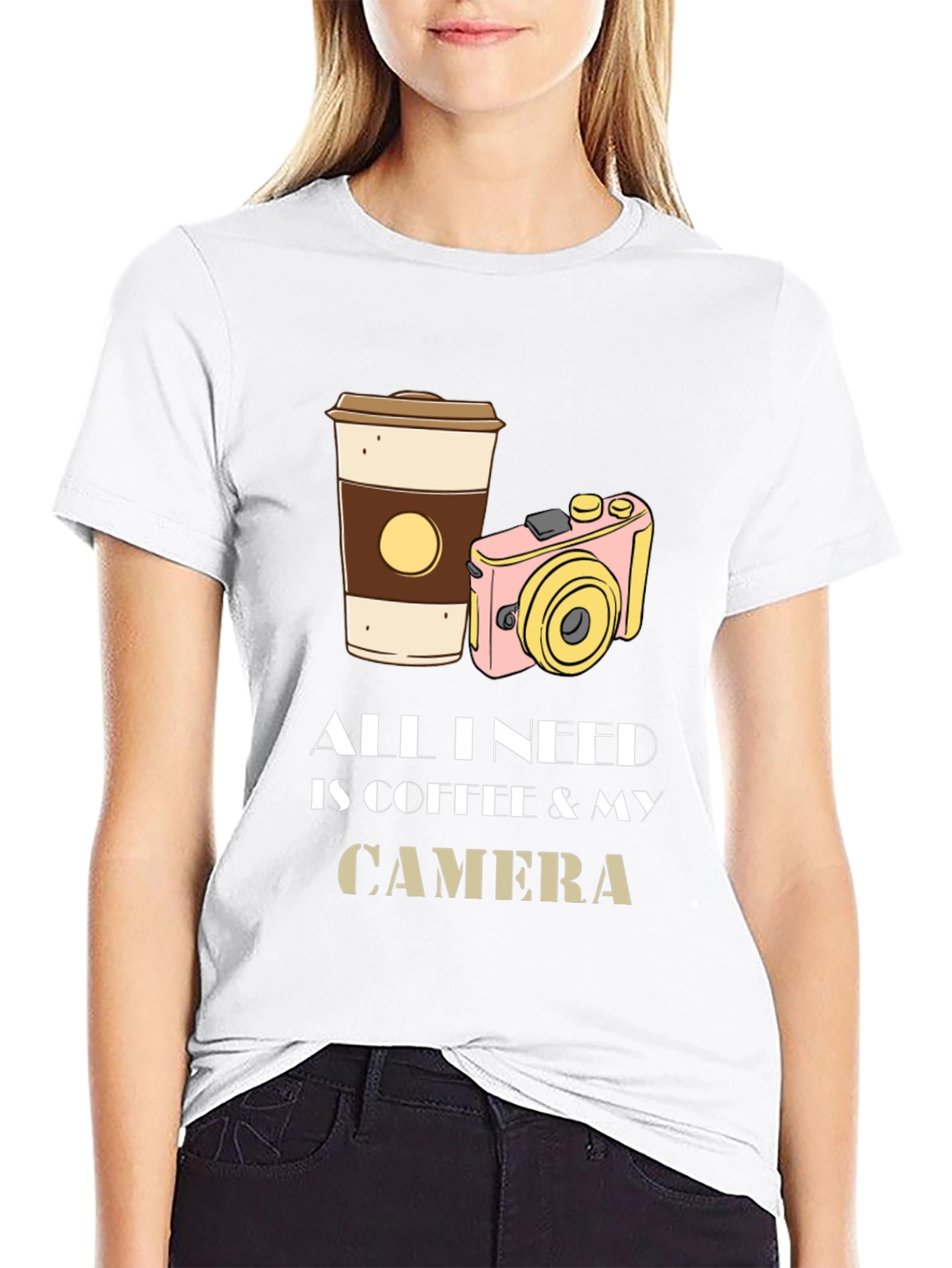 Black Coffee & Camera Graphic Tee - Photography Lover's T-Shirt view 9