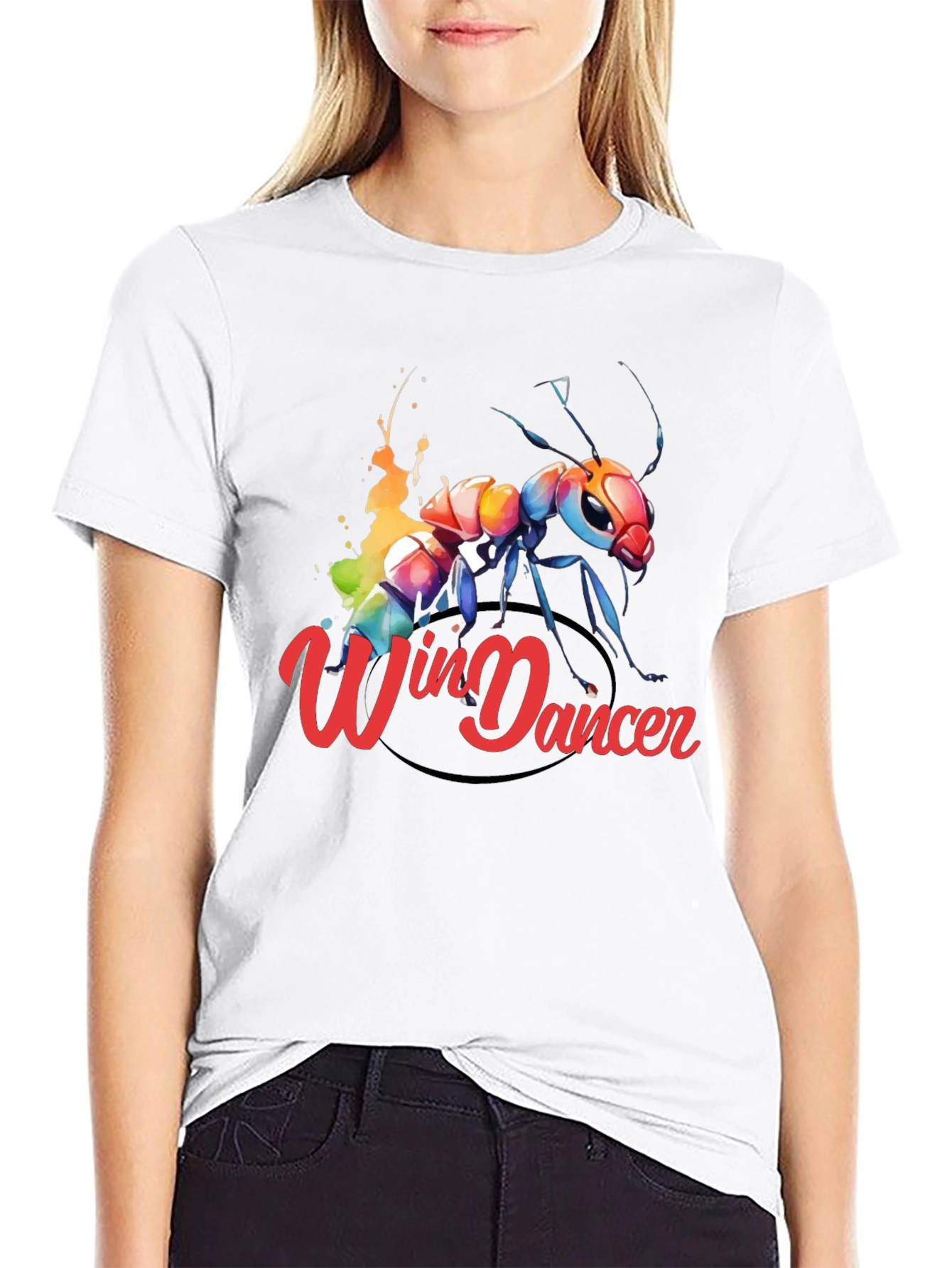 Black Win Dancer Ant Graphic Tee - Unique Design view 9