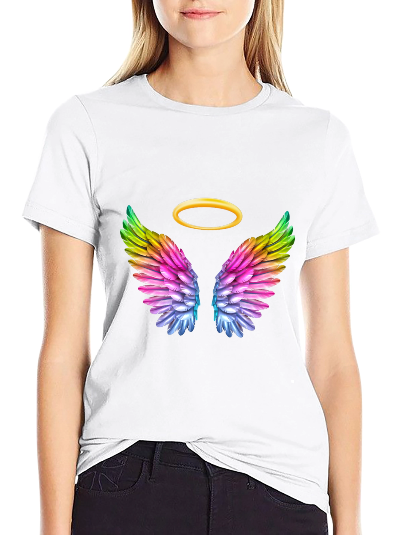 Black Angel Wings Graphic Tee view 9