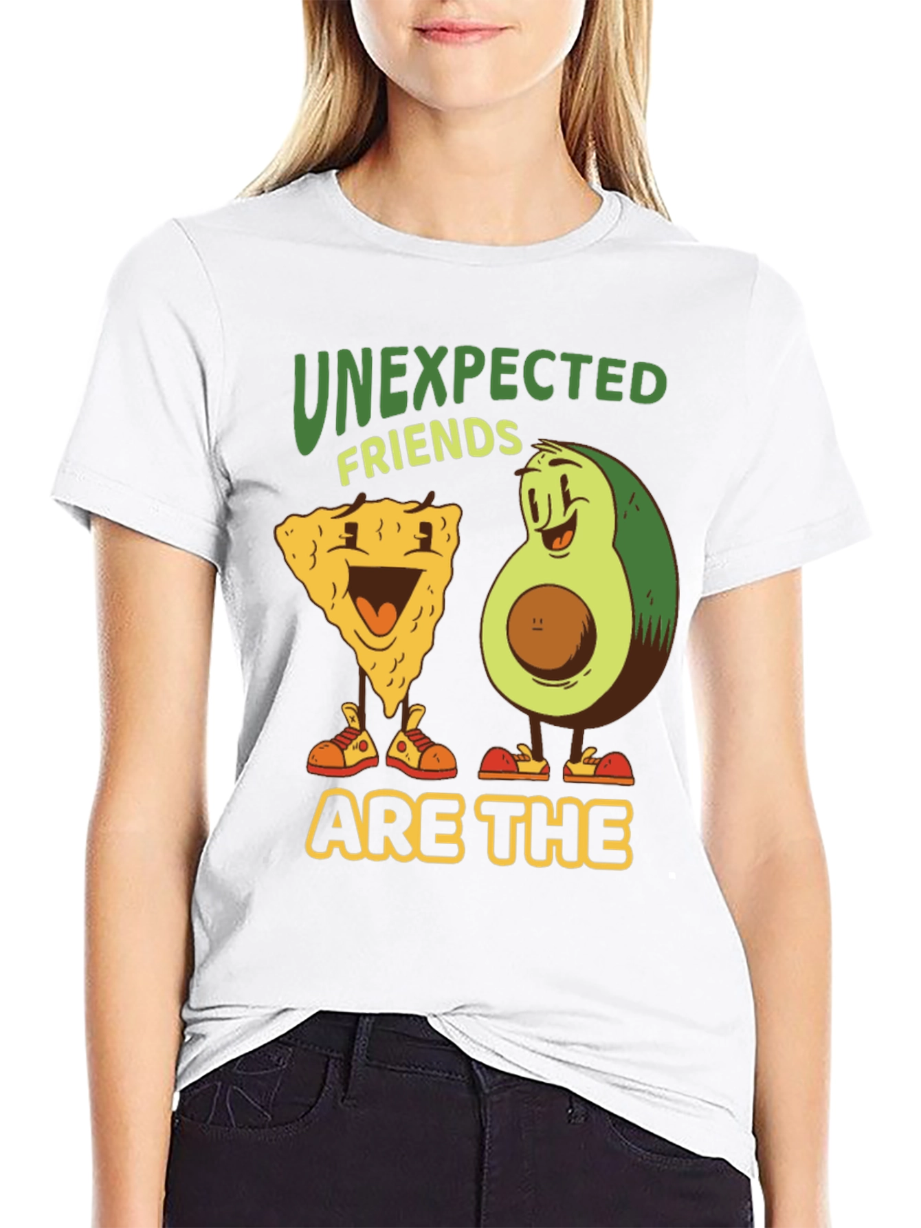 Black Unexpected Friends Graphic Tee - Avocado & Chip view 9