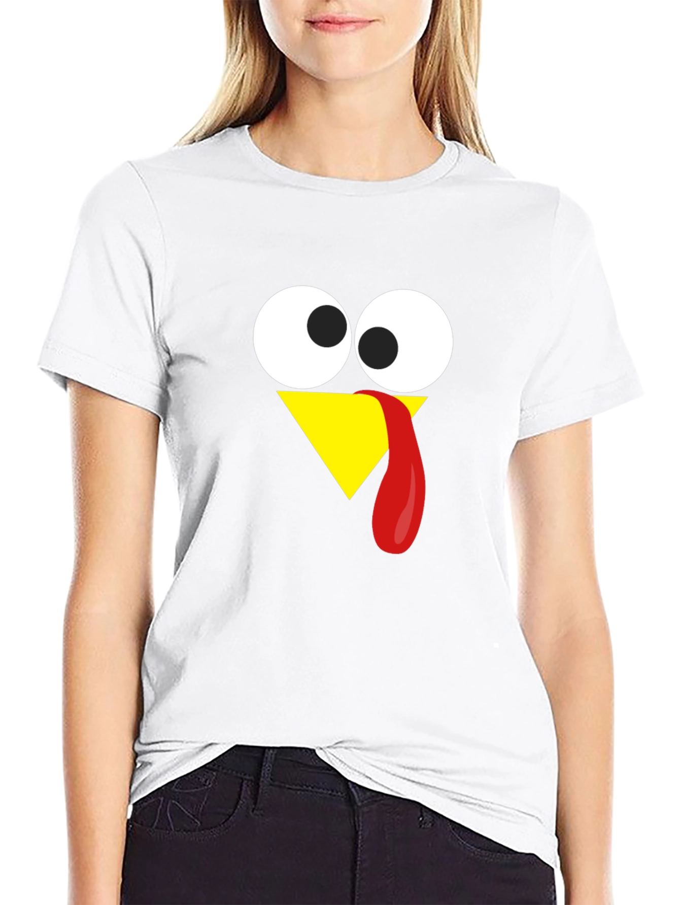 Black Funny Turkey Face Thanksgiving T-Shirt view 9