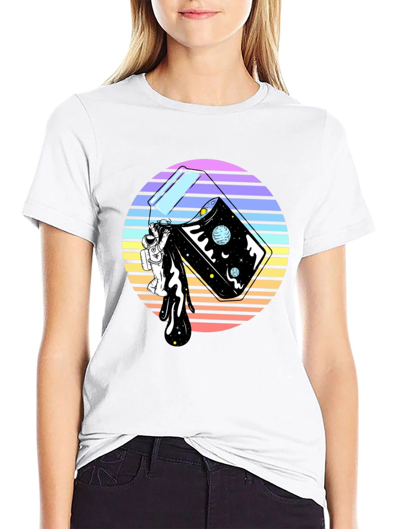 Black Retro Space Pour T-Shirt view 9