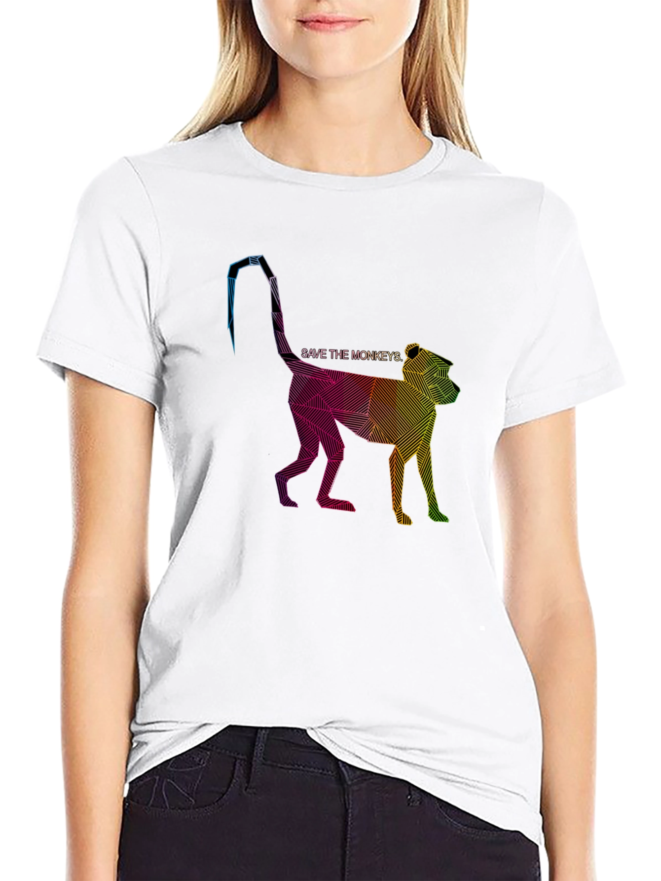 Black Save the Monkeys Graphic Tee - Stylish & Unique view 9