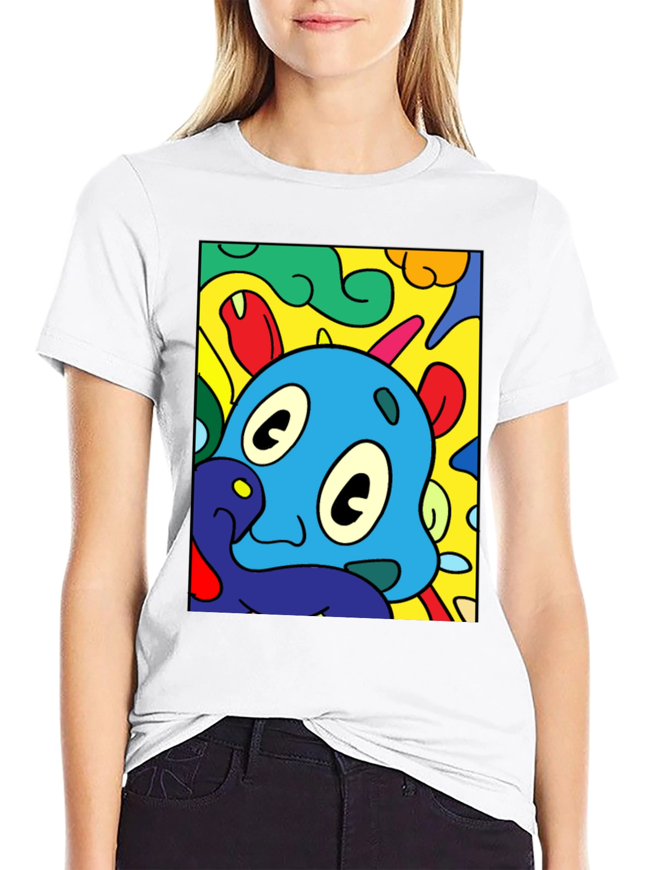 Black Cartoon Character Graphic Black T-Shirt view 9