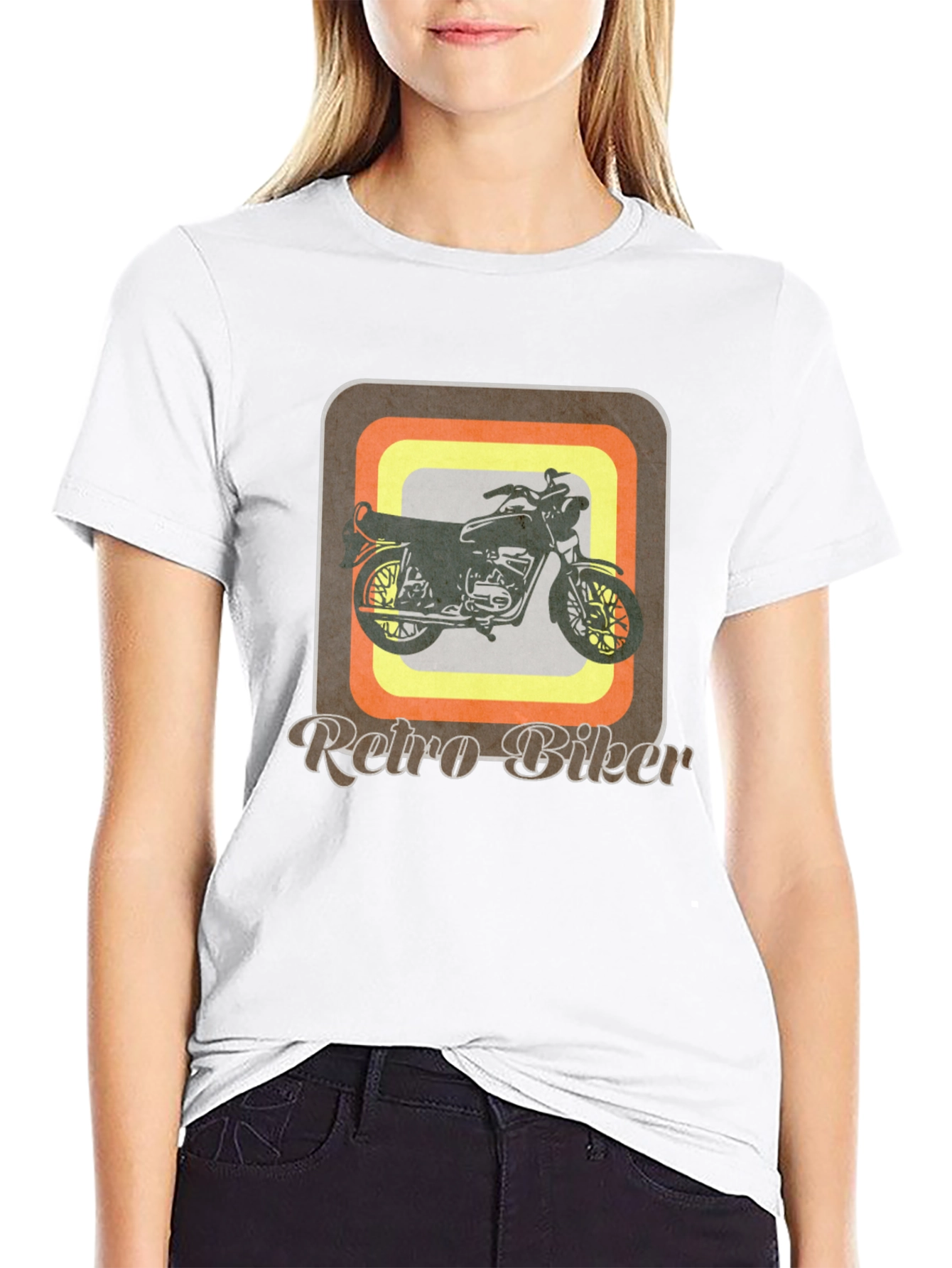 Black Retro Biker Graphic Tee - Vintage Motorcycle T-Shirt view 9
