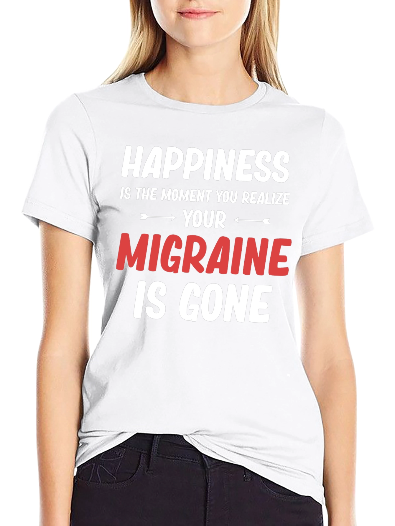 Black Happiness Migraine Gone T-Shirt Funny Relief Tee view 9