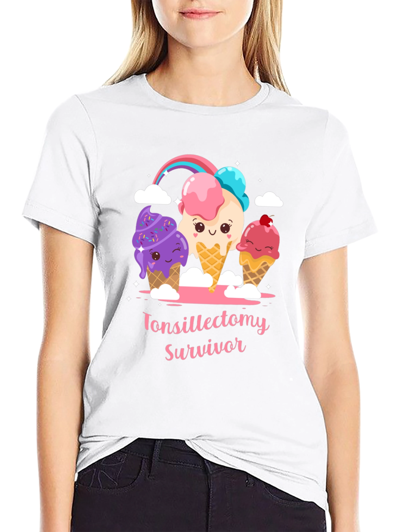 Black Tonsillectomy Survivor Ice Cream T-Shirt view 9