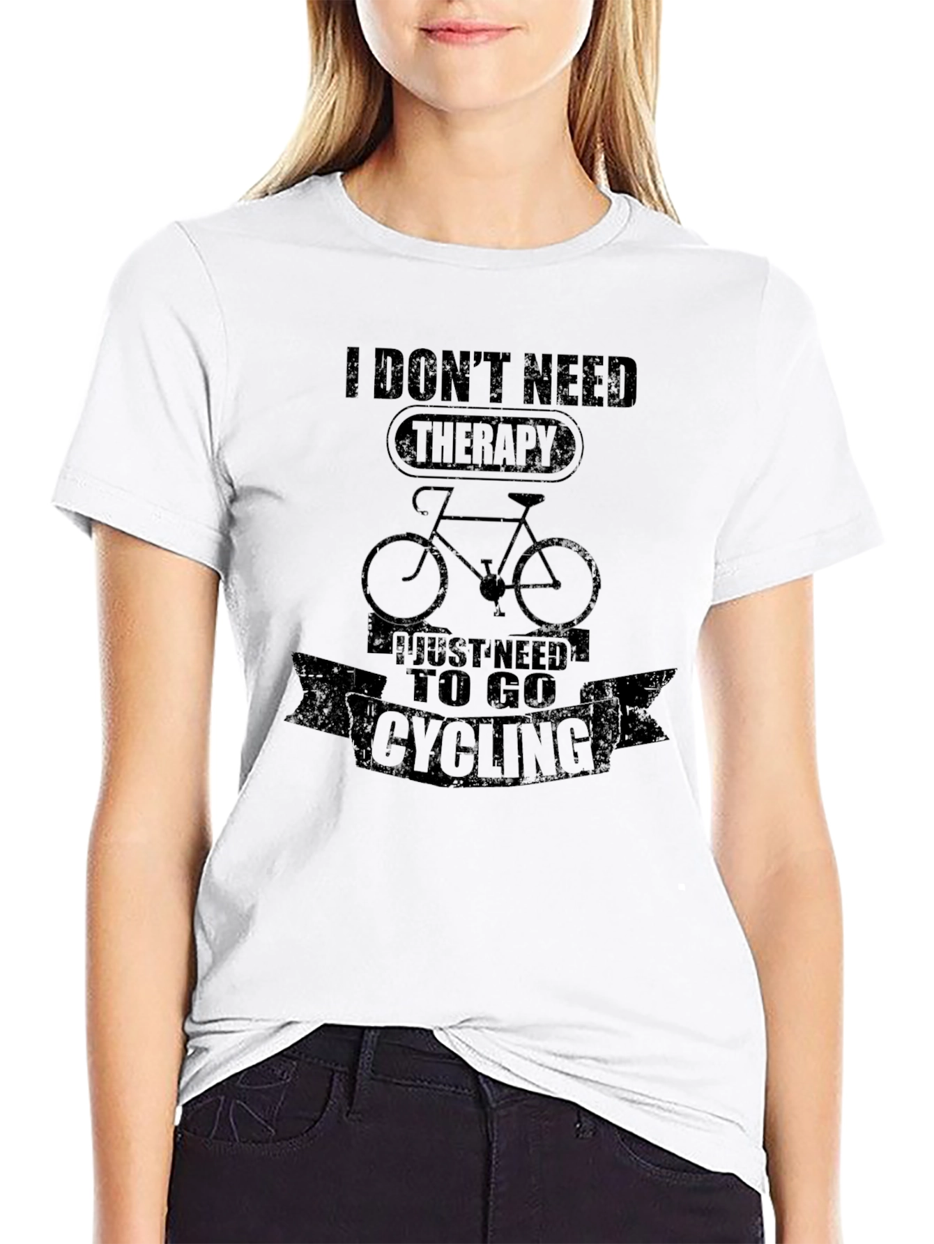 Black Cycling Therapy Graphic T-Shirt view 9