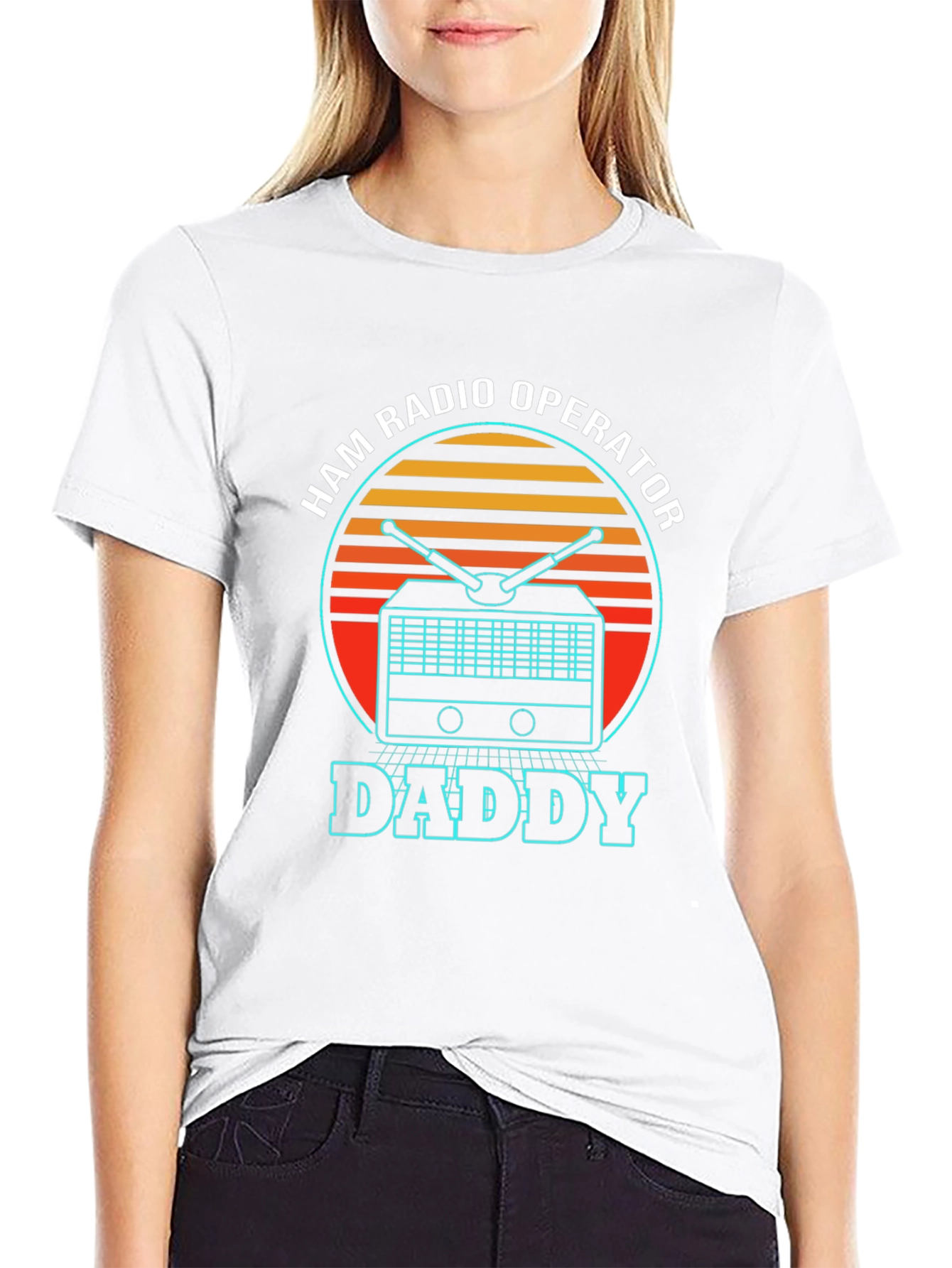 Black Ham Radio Operator Daddy T-Shirt - Retro Design view 9