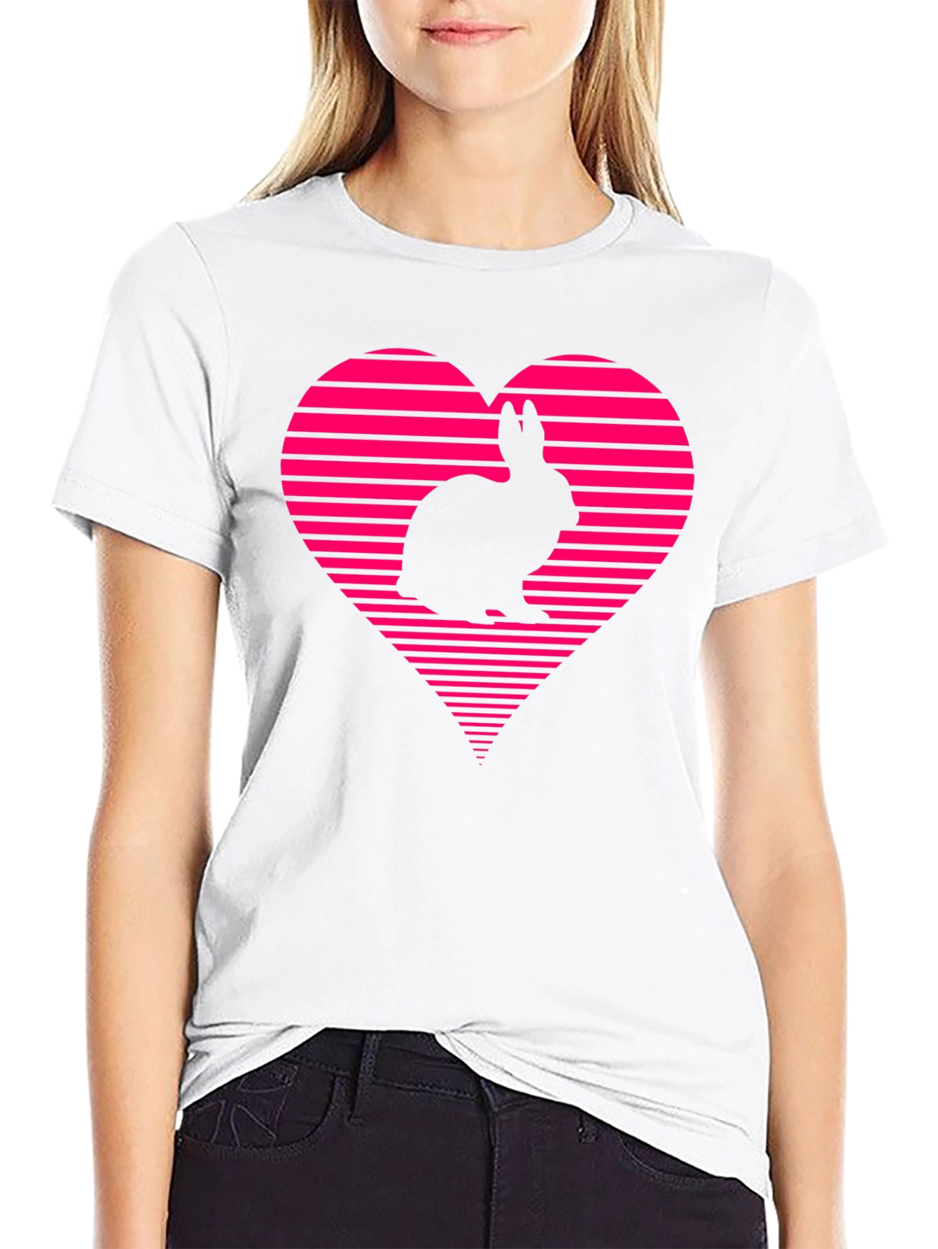 Black Rabbit Heart Graphic Tee - Black view 9