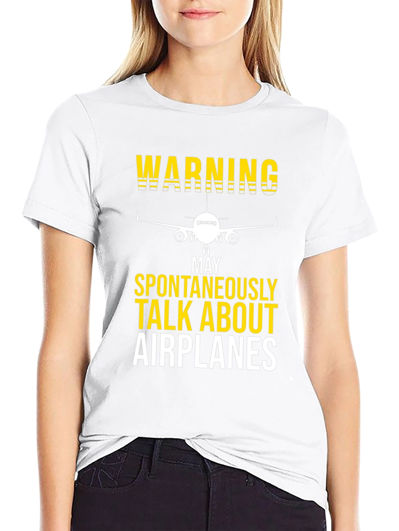 Black Warning: May Spontaneously Talk About Airplanes T-Shirt view 9