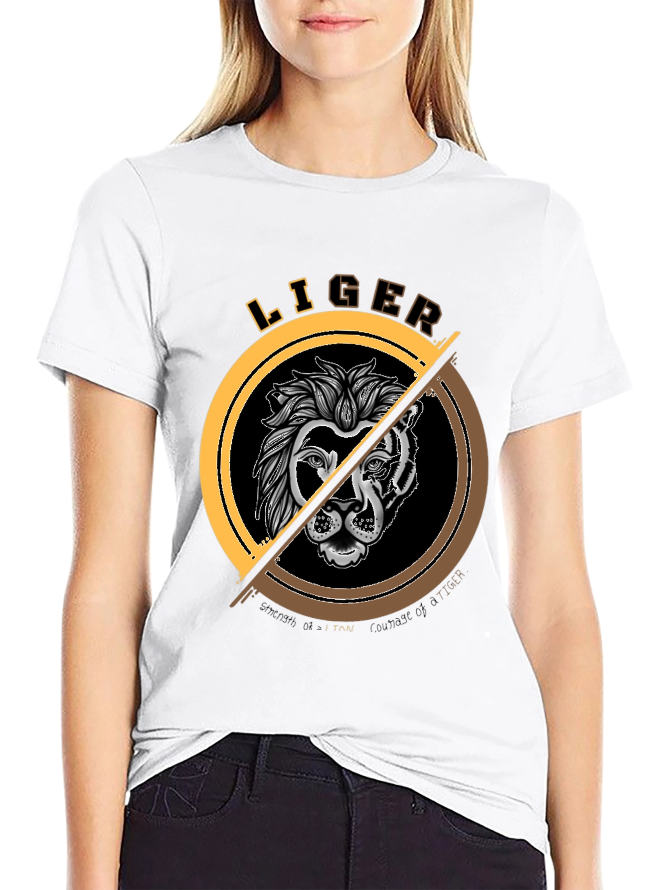 Black Liger Graphic Tee - Strength and Courage Shirt view 9