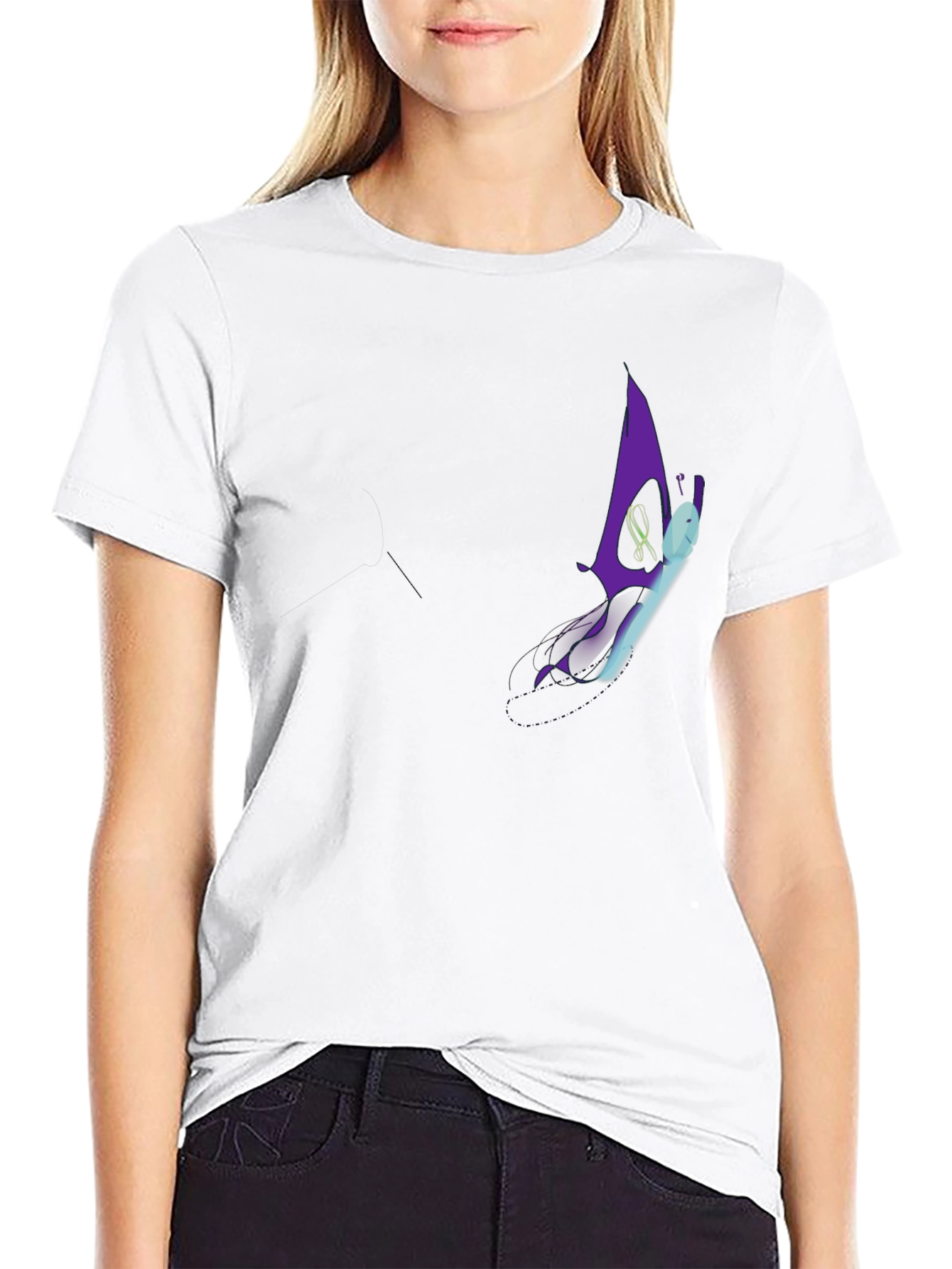 Men's Black Graphic T-Shirt - Purple Butterfly Design - 9