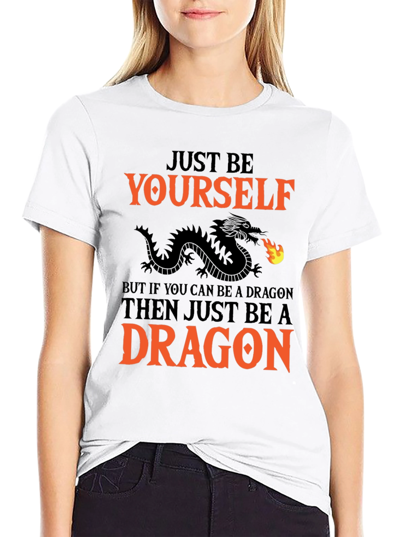 Black Just Be Yourself Dragon Graphic Tee view 9