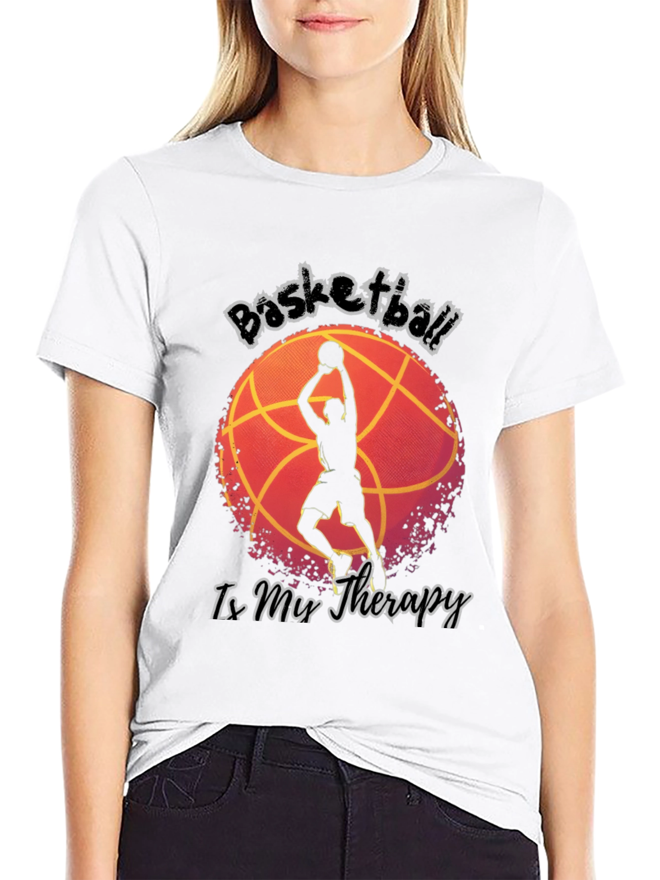 Black Basketball Is My Therapy T-Shirt view 9