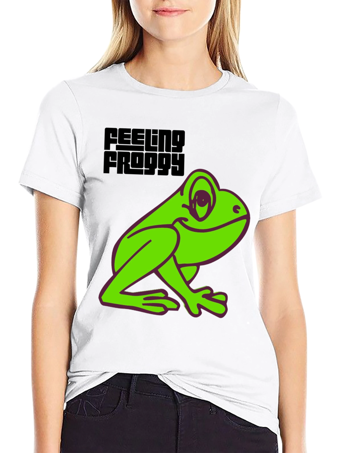 Black Feeling Froggy Tee - Fun Graphic T-Shirt view 9